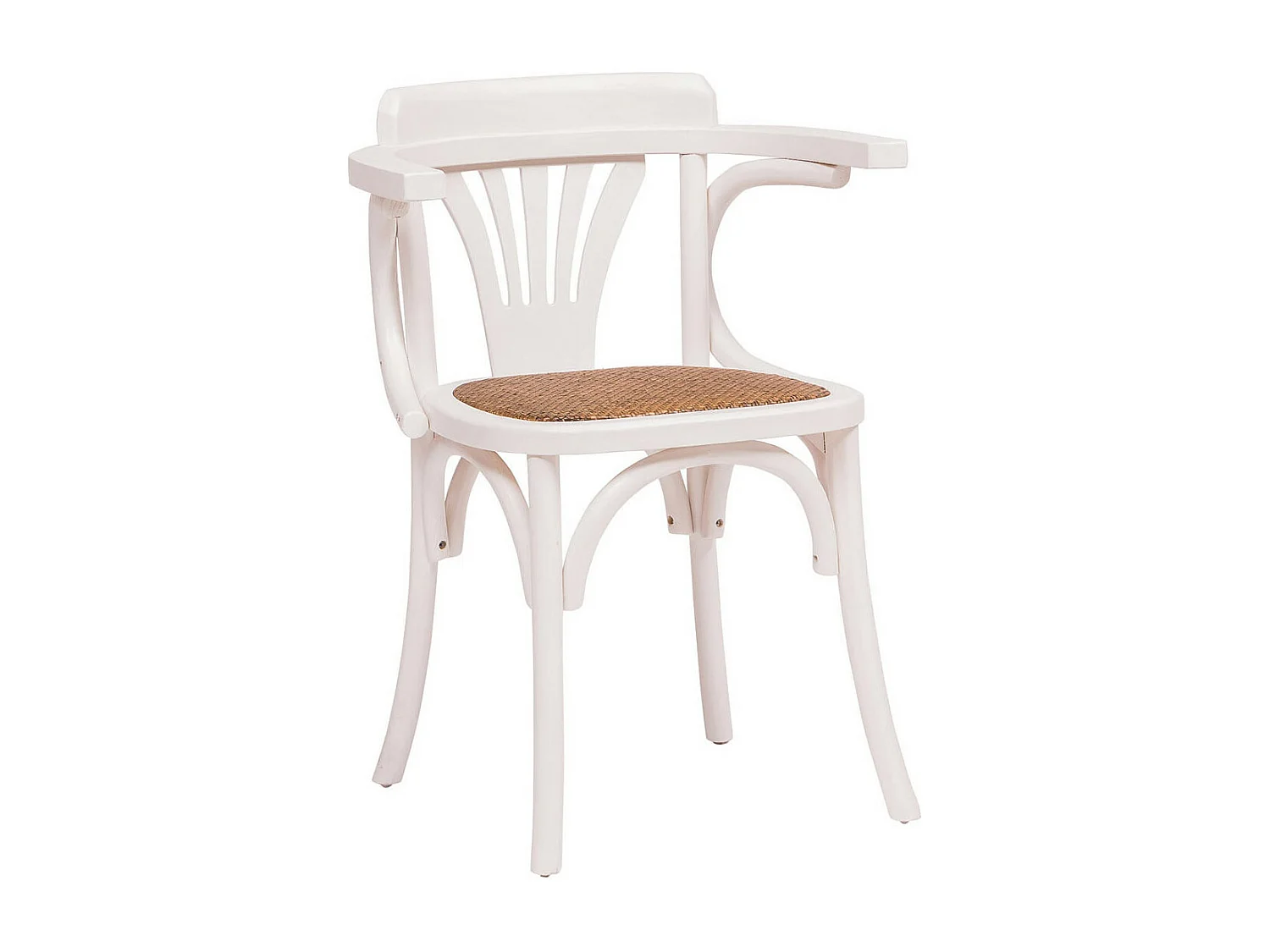 BISCOTTINI - Chaise Harmonie - Bois de frêne massif finition blanche et assise en rotin - bistrot - jardin - Chaise de cuisine - 45x42x77 cm