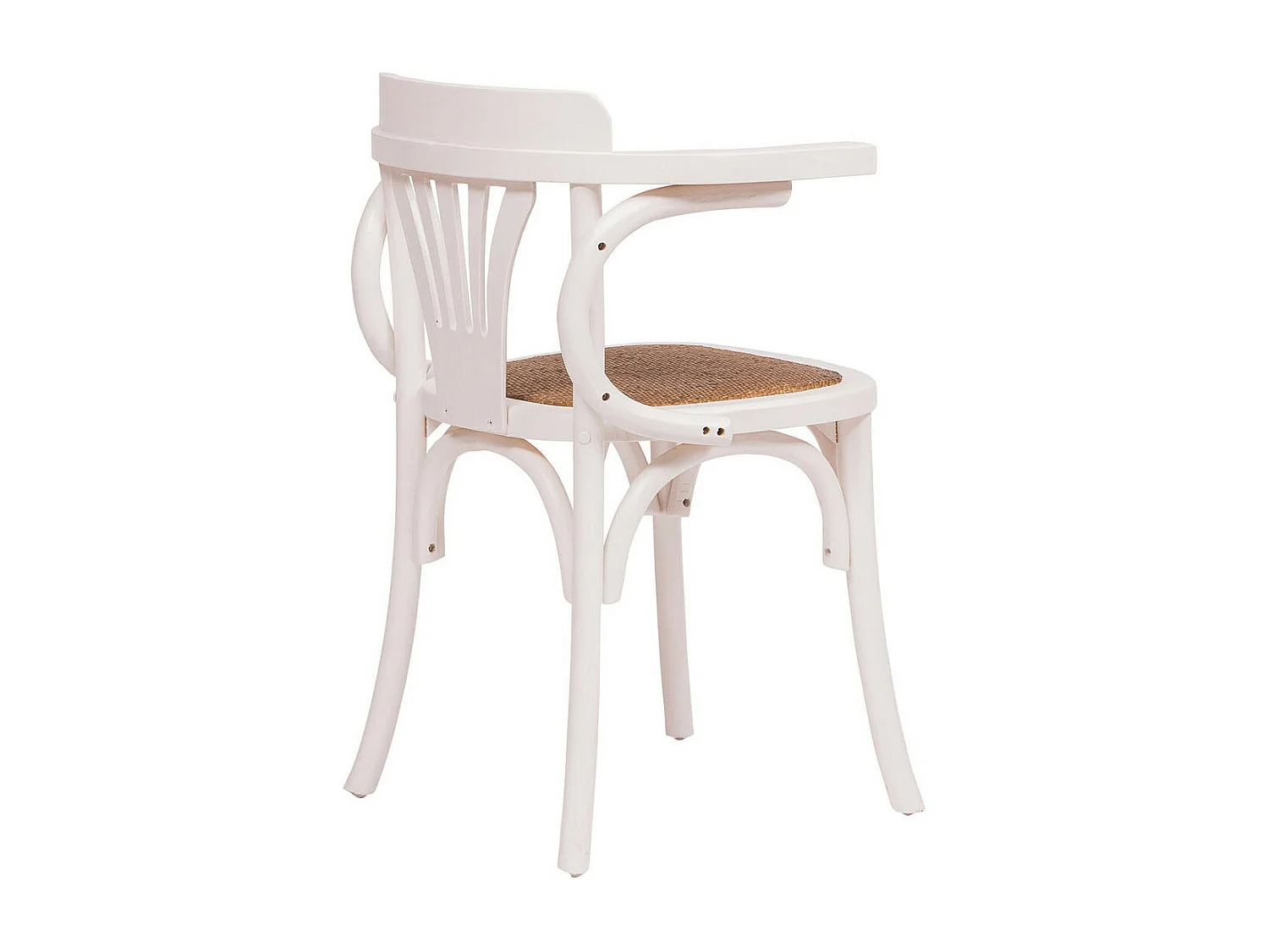 BISCOTTINI - Chaise Harmonie - Bois de frêne massif finition blanche et assise en rotin - bistrot - jardin - Chaise de cuisine - 45x42x77 cm