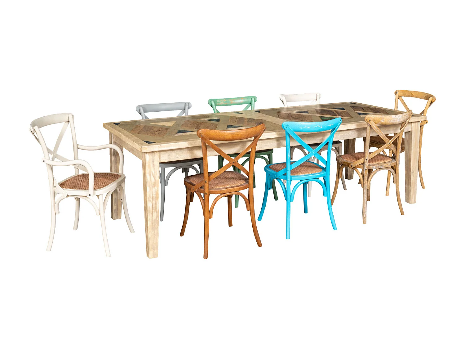 BISCOTTINI - Chaise Harmonie - Bois de frêne massif finition blanche et assise en rotin - bistrot - jardin - Chaise de cuisine - 45x42x77 cm