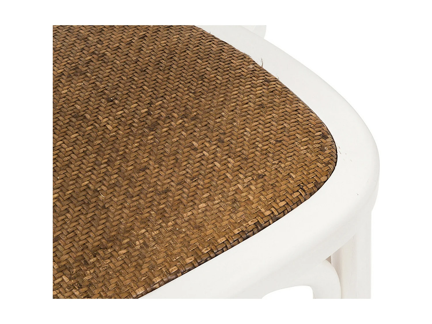 BISCOTTINI - Chaise Harmonie - Bois de frêne massif finition blanche et assise en rotin - bistrot - jardin - Chaise de cuisine - 45x42x77 cm