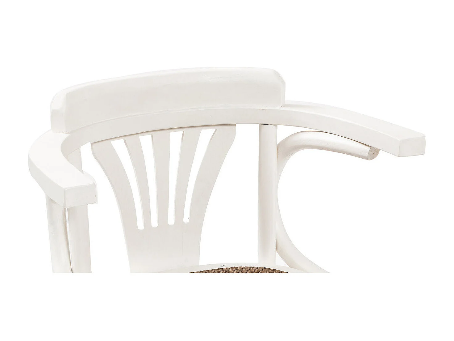 BISCOTTINI - Chaise Harmonie - Bois de frêne massif finition blanche et assise en rotin - bistrot - jardin - Chaise de cuisine - 45x42x77 cm