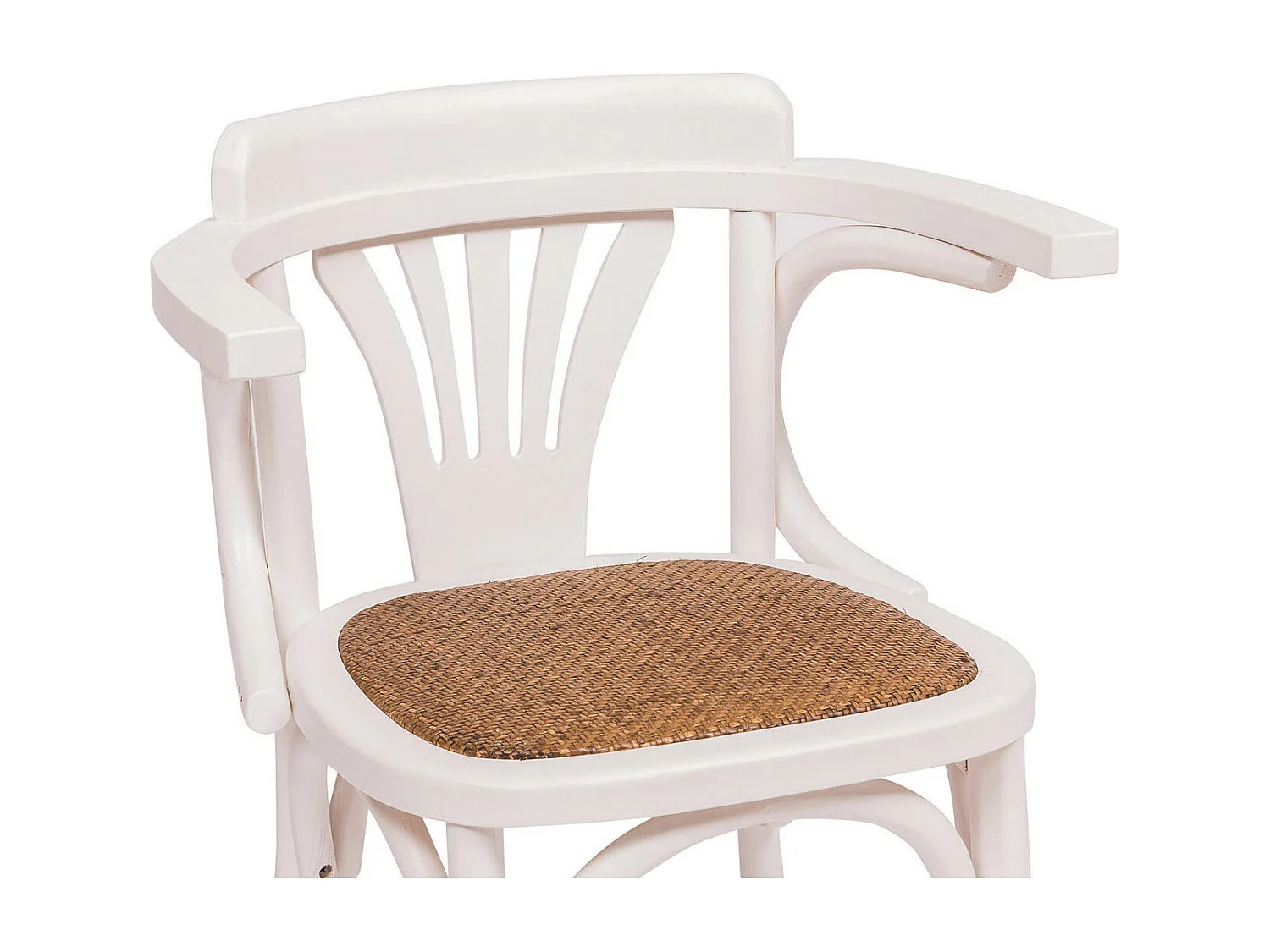 BISCOTTINI - Chaise Harmonie - Bois de frêne massif finition blanche et assise en rotin - bistrot - jardin - Chaise de cuisine - 45x42x77 cm