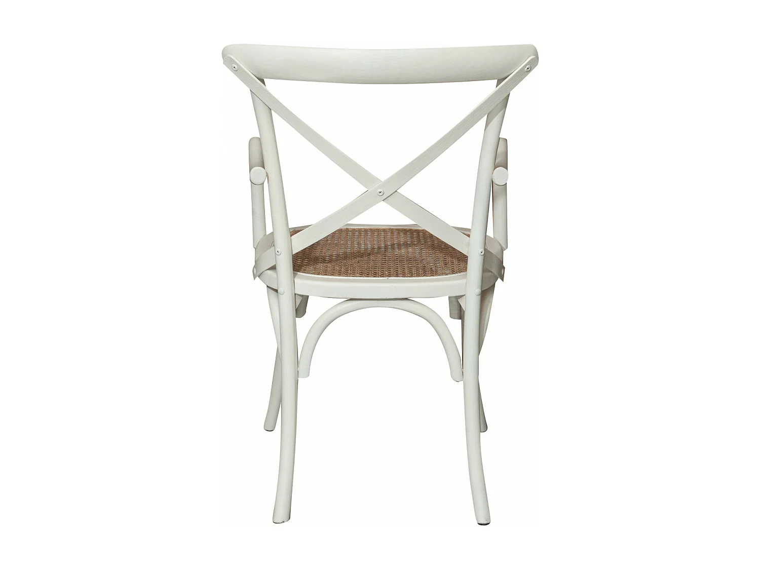 Fauteuil BISCOTTINI – Bois massif avec finition blanche et assise en rotin viennois vintage – Parfait pour Bistro, Salle à Manger et Salon – 50 x 43 x 89 cm