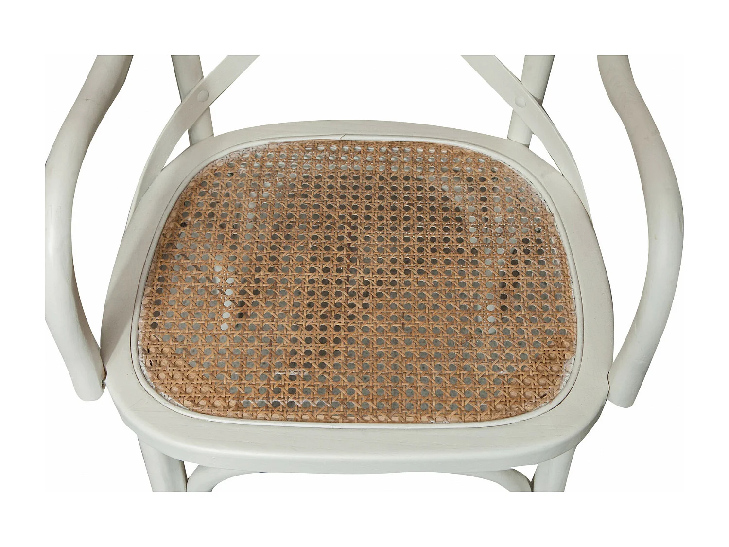 Fauteuil BISCOTTINI – Bois massif avec finition blanche et assise en rotin viennois vintage – Parfait pour Bistro, Salle à Manger et Salon – 50 x 43 x 89 cm