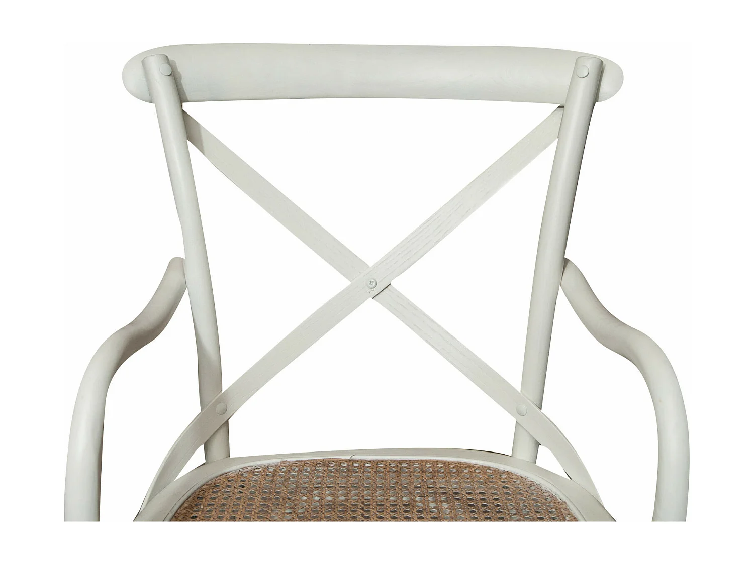 Fauteuil BISCOTTINI – Bois massif avec finition blanche et assise en rotin viennois vintage – Parfait pour Bistro, Salle à Manger et Salon – 50 x 43 x 89 cm