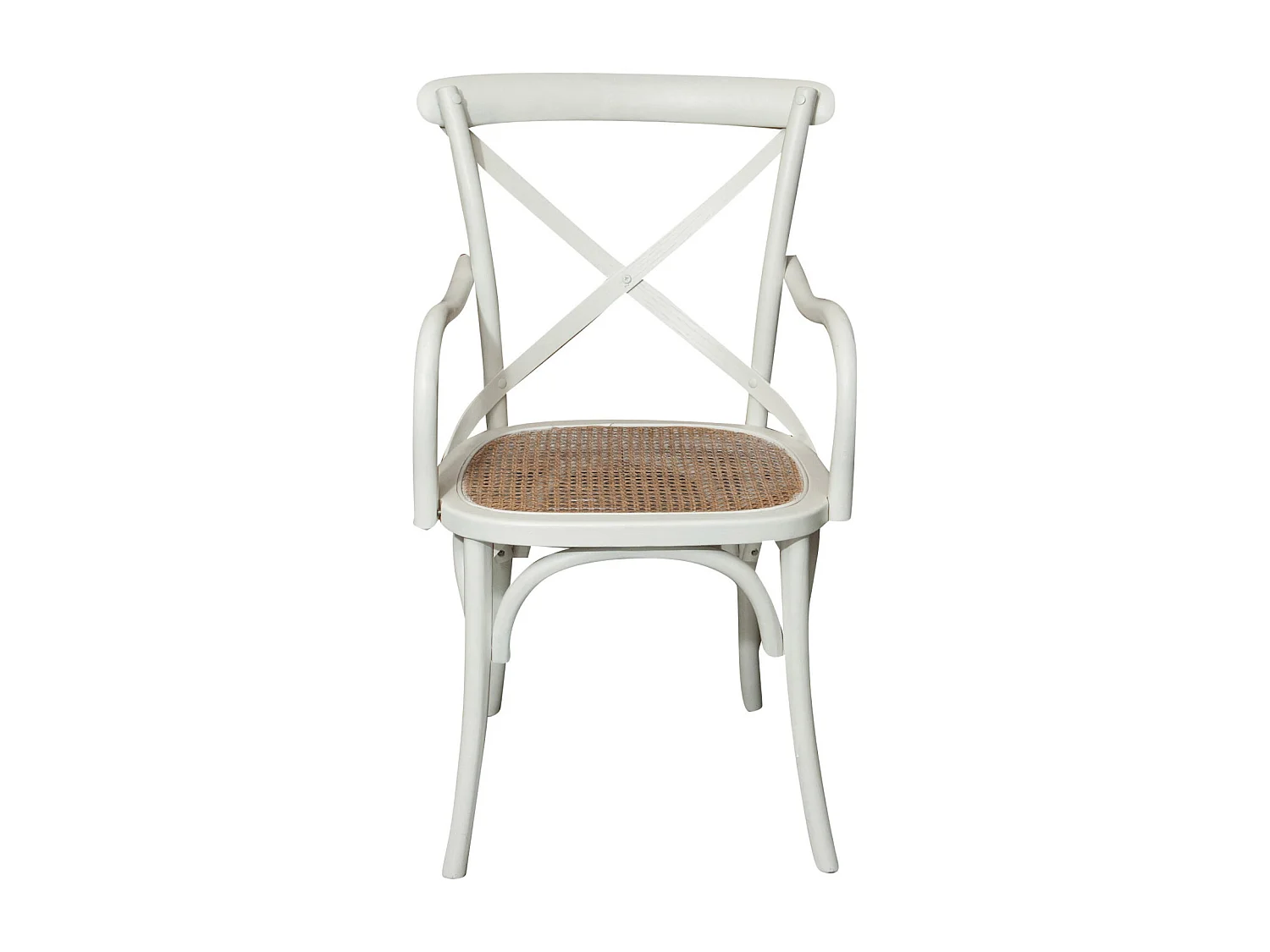 Fauteuil BISCOTTINI – Bois massif avec finition blanche et assise en rotin viennois vintage – Parfait pour Bistro, Salle à Manger et Salon – 50 x 43 x 89 cm