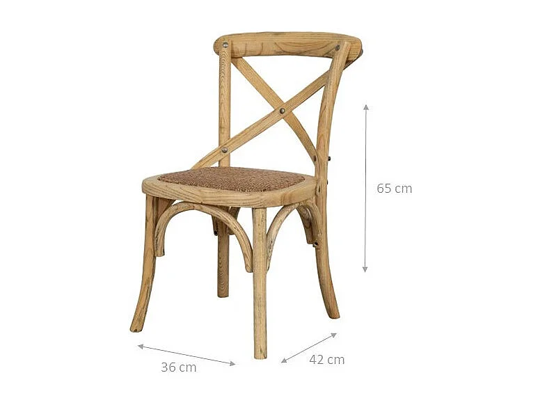 BISCOTTINI - Chaise bébé - Bois massif avec assise en rotin tressé vintage - Chaise de bistrot - Chaise de jardin - Chaise de cuisine - 36x42x65 cm