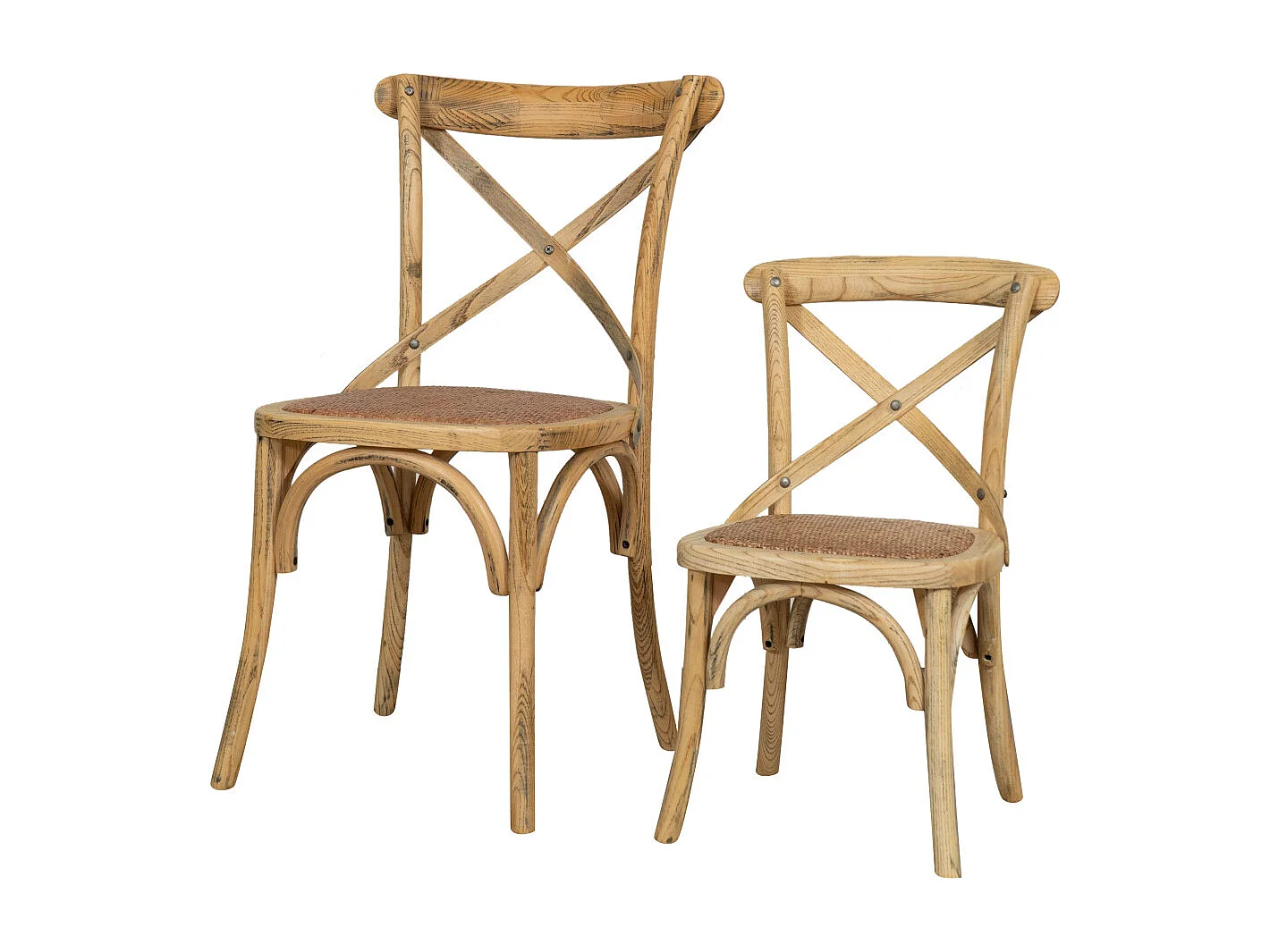 BISCOTTINI - Chaise bébé - Bois massif avec assise en rotin tressé vintage - Chaise de bistrot - Chaise de jardin - Chaise de cuisine - 36x42x65 cm