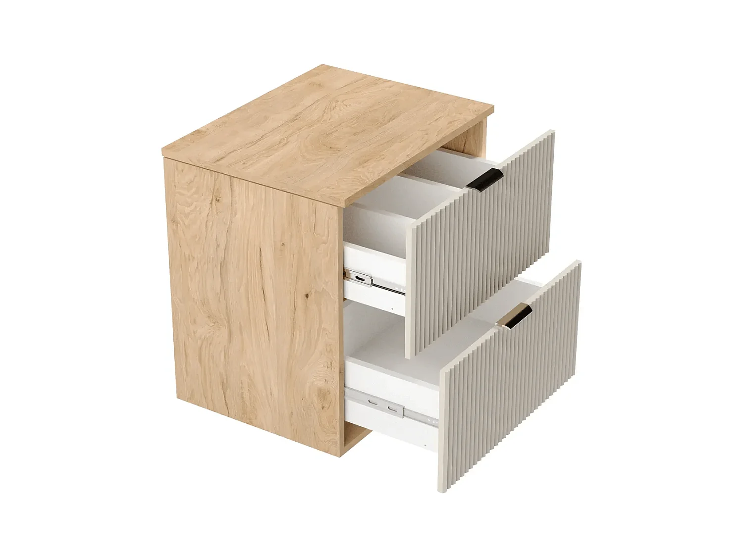 Szafka pod umywalkę WENA, z regałem, ryflowane fronty, Willy, 140x60x47 cm, Kaszmir/Orzech