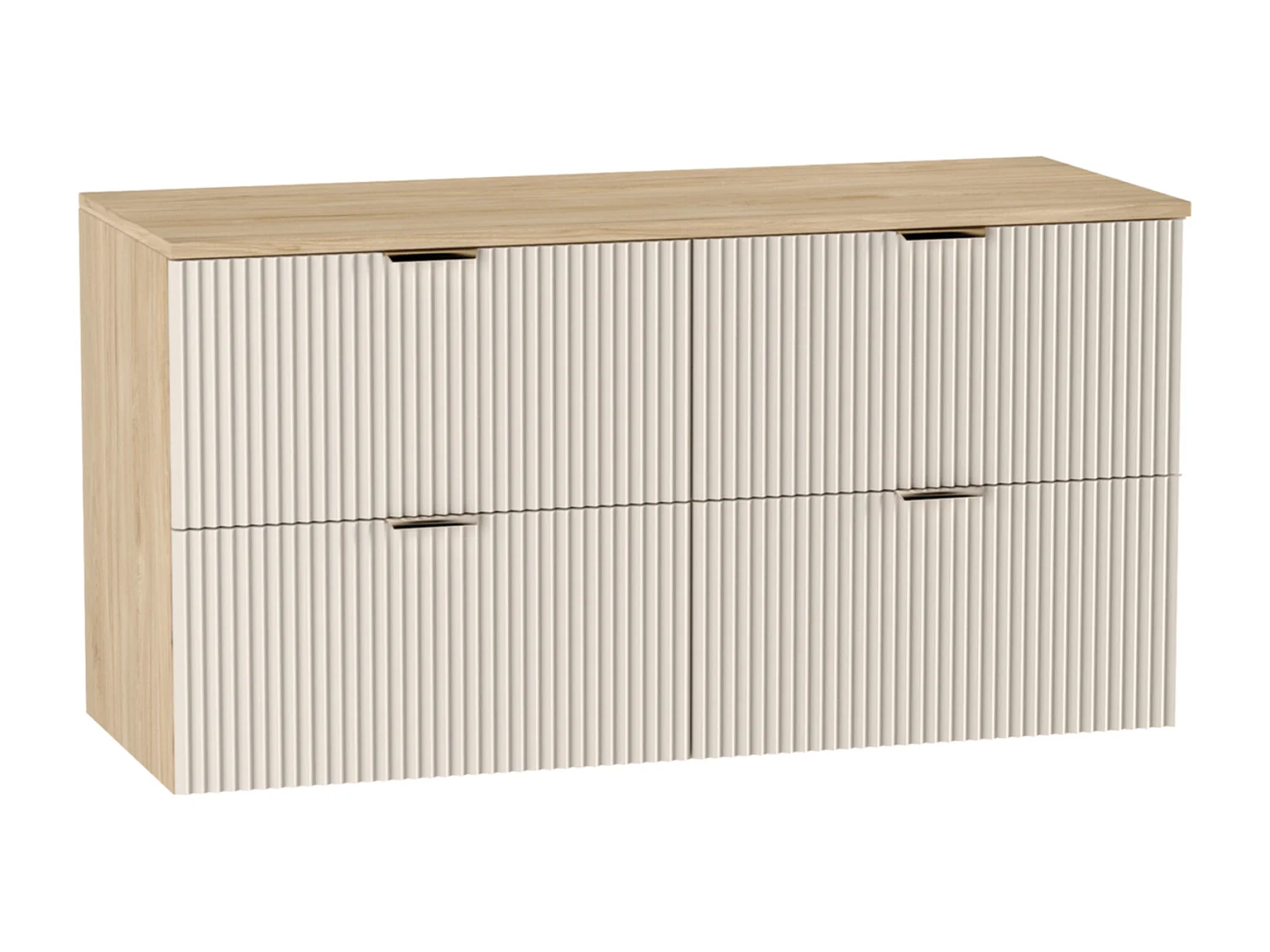 Wastafelkast WENA, gecanneleerde fronten, Willy, 120x60x47 cm, Kasjmir/Walnoot