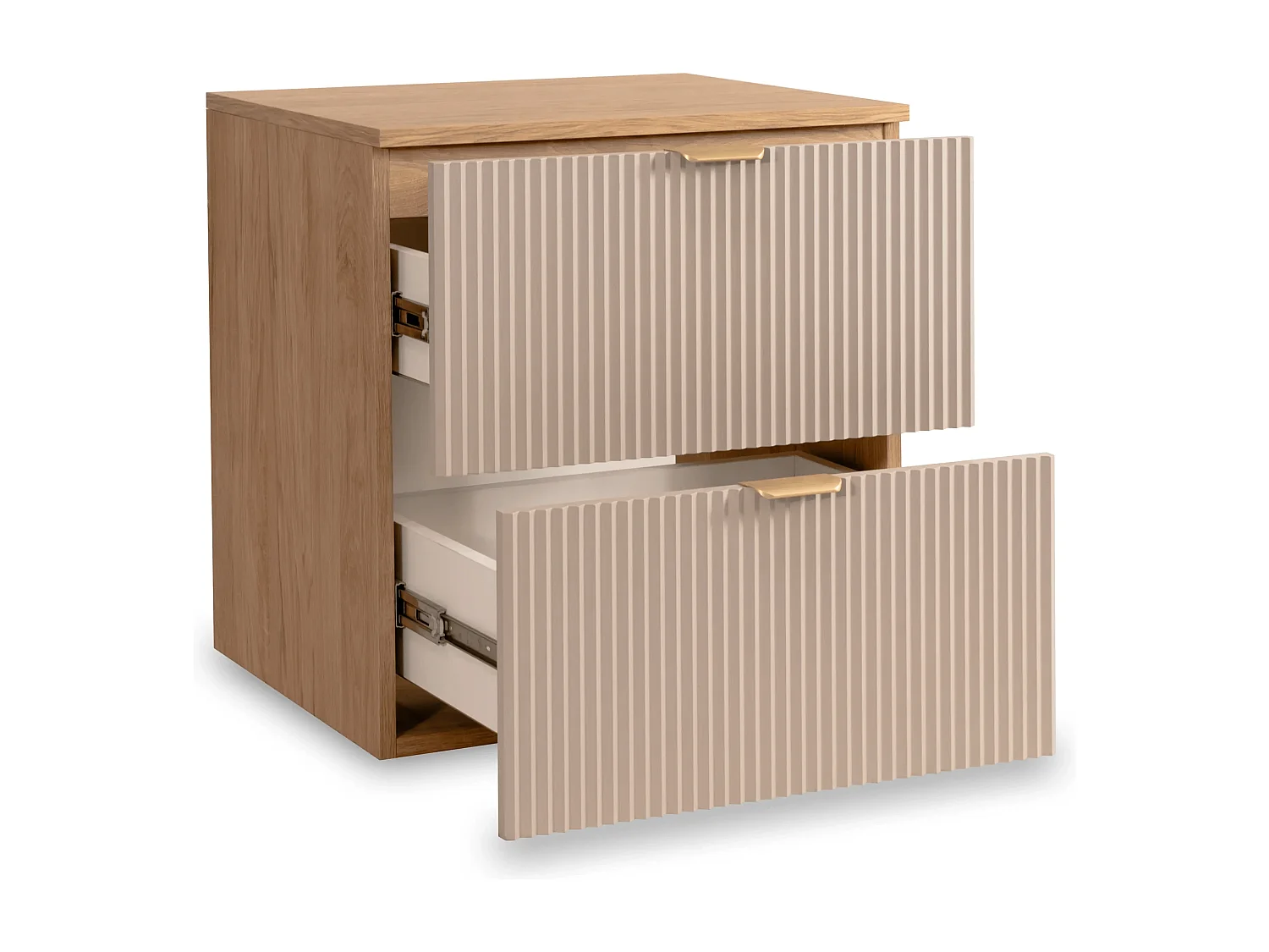 Meuble lavabo WENA, façades cannelées, Willy, 120x60x47 cm, Cachemire/Noyer