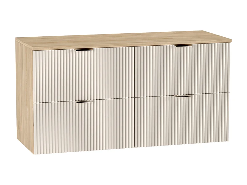 Waschtischunterschrank WENA, geriffelte Fronten, Willy, 120x60x47 cm, Kaschmir/Walnuss