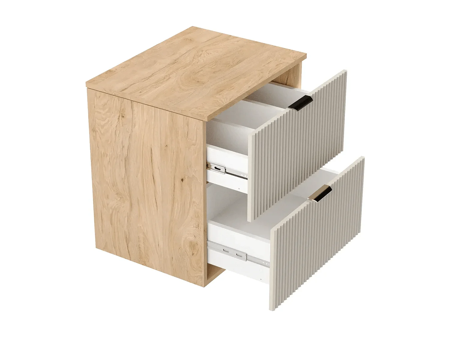 Meuble lavabo WENA, façades cannelées, Willy, 60x60x47 cm, Cachemire/Noyer