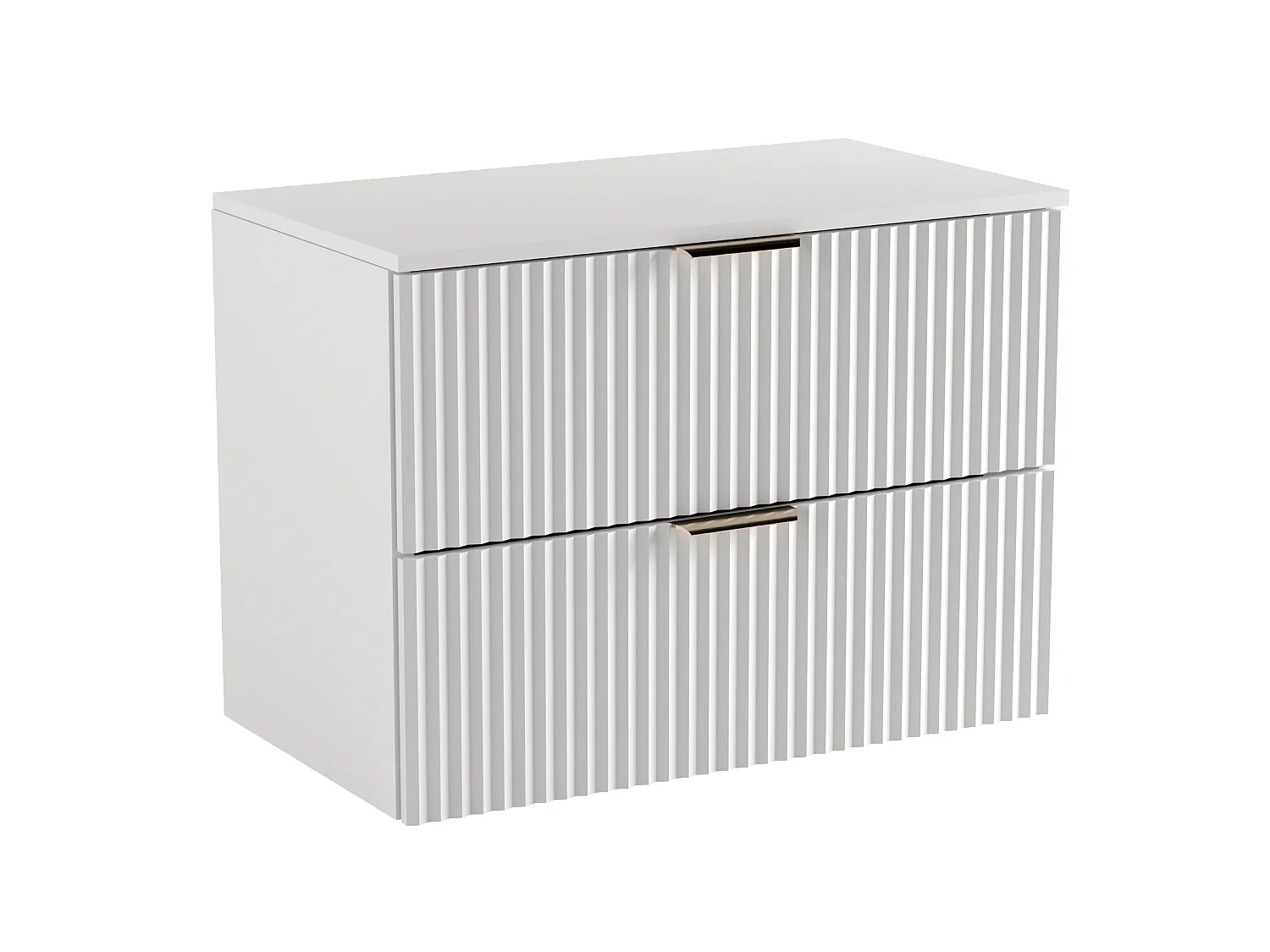 Meuble lavabo WENA, avec étagère, façades cannelées, Willy, 100x60x47 cm, Blanc/Noyer