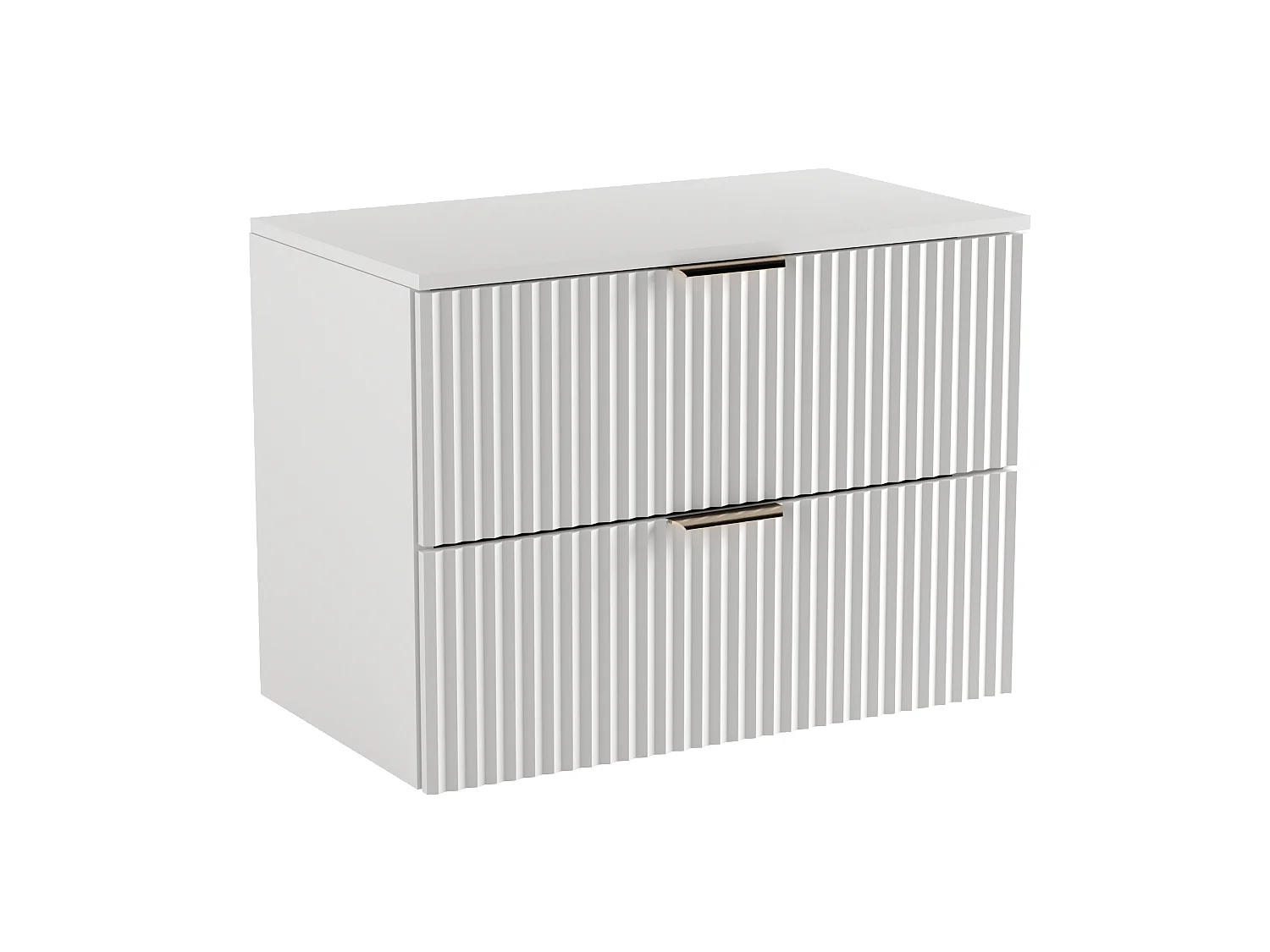 Waschtischunterschrank WENA, mit Regal, geriffelte Fronten, Willy, 100x60x47 cm, Weiß/Walnuss