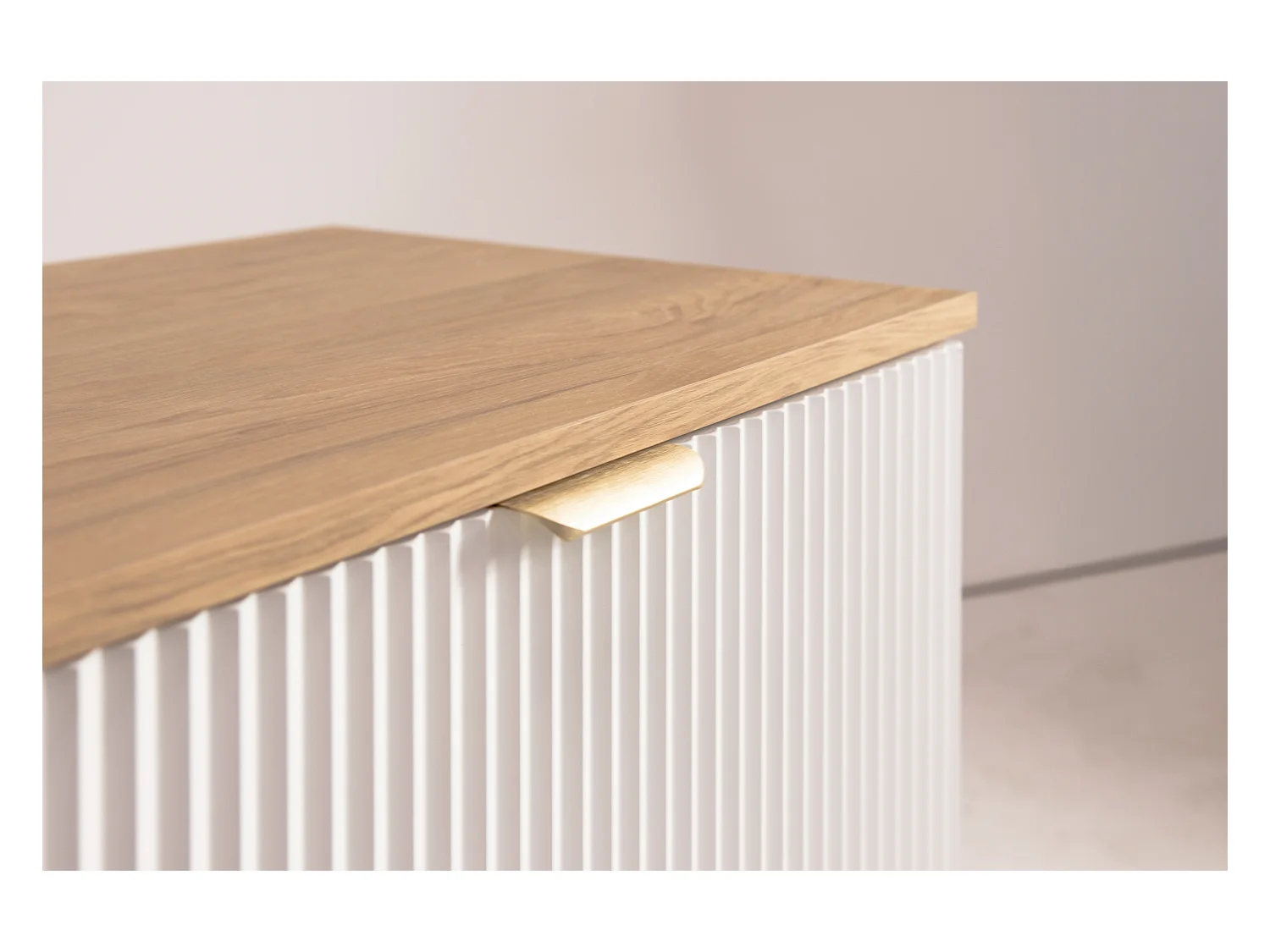 Wastafelkast WENA, met plank, gecanneleerde fronten, Willy, 140x60x47 cm, Wit/Walnoot