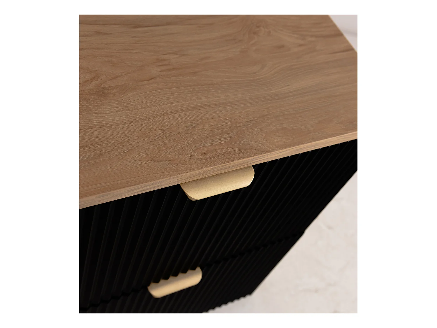 Waschtischunterschrank WENA, geriffelte Fronten, Willy, 120x60x47 cm, Schwarz/Walnuss