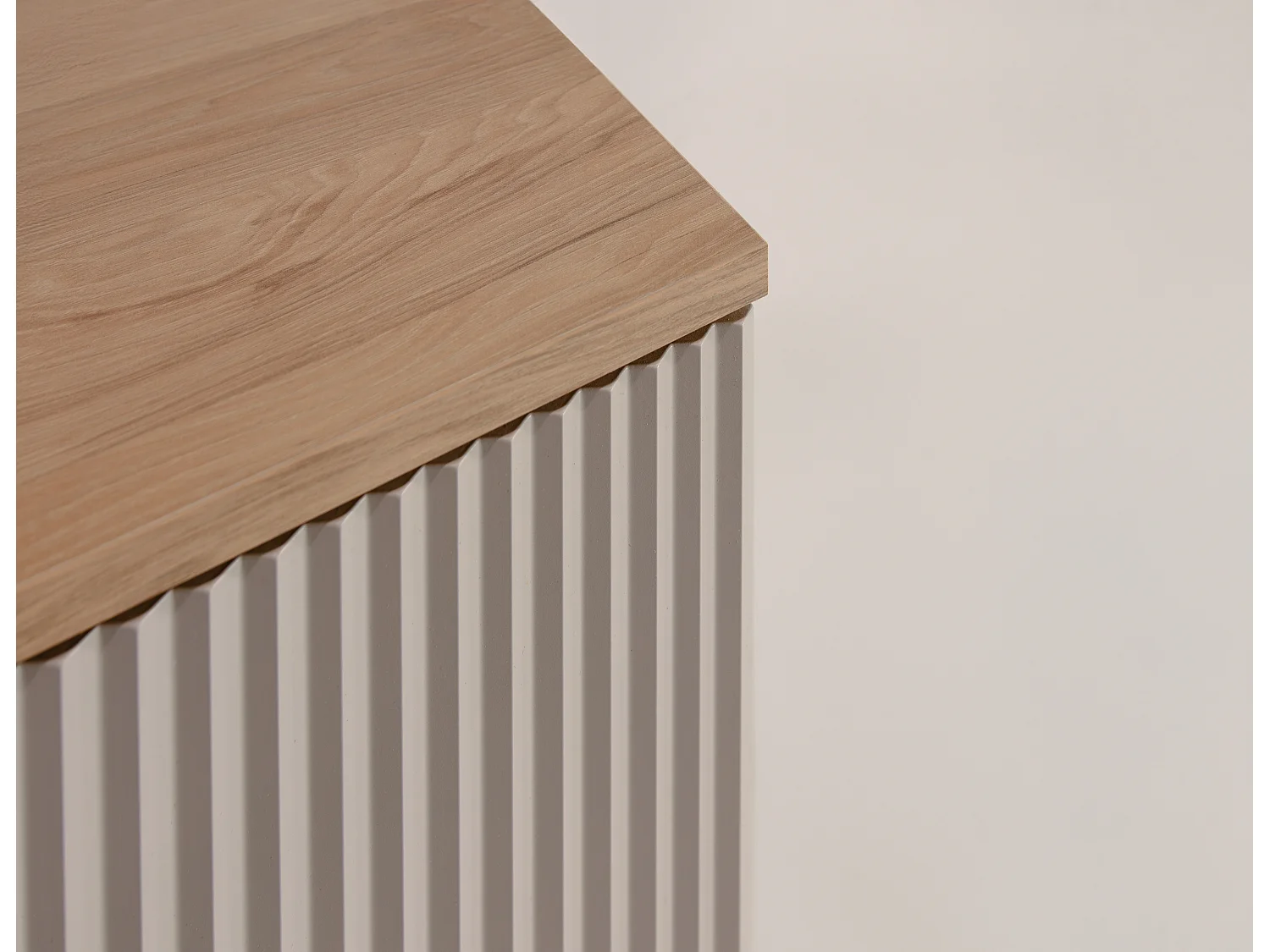 Meuble lavabo WENA, façades cannelées, Willy, 80x60x47 cm, Cachemire/Noyer