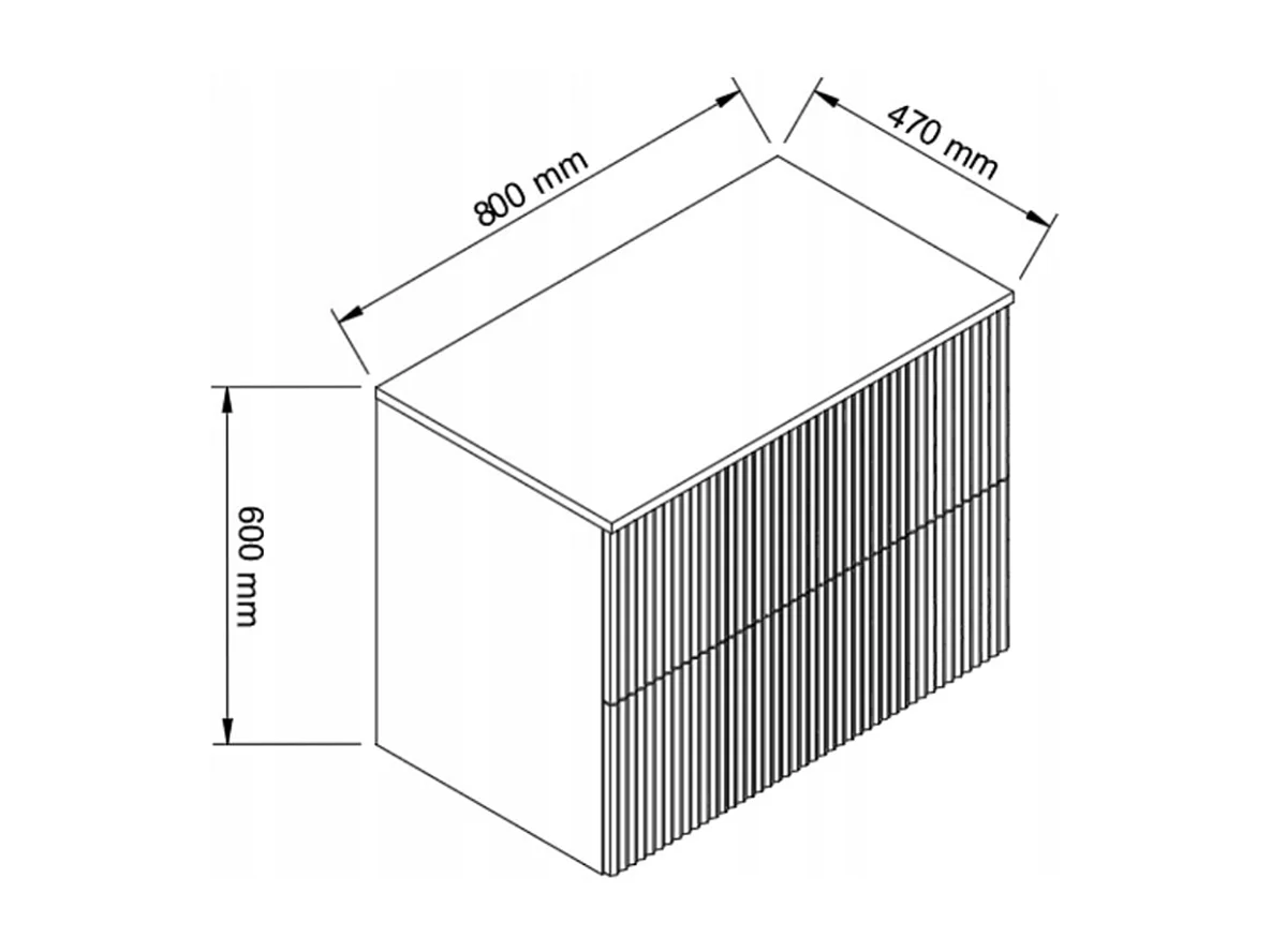 Waschtischunterschrank WENA, geriffelte Fronten, Willy, 80x60x47 cm, Kaschmir/Walnuss