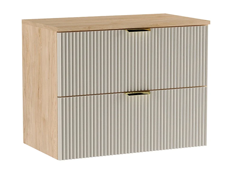 Szafka pod umywalkę WENA, ryflowane fronty, Willy, 80x60x47 cm, Kaszmir/Orzech