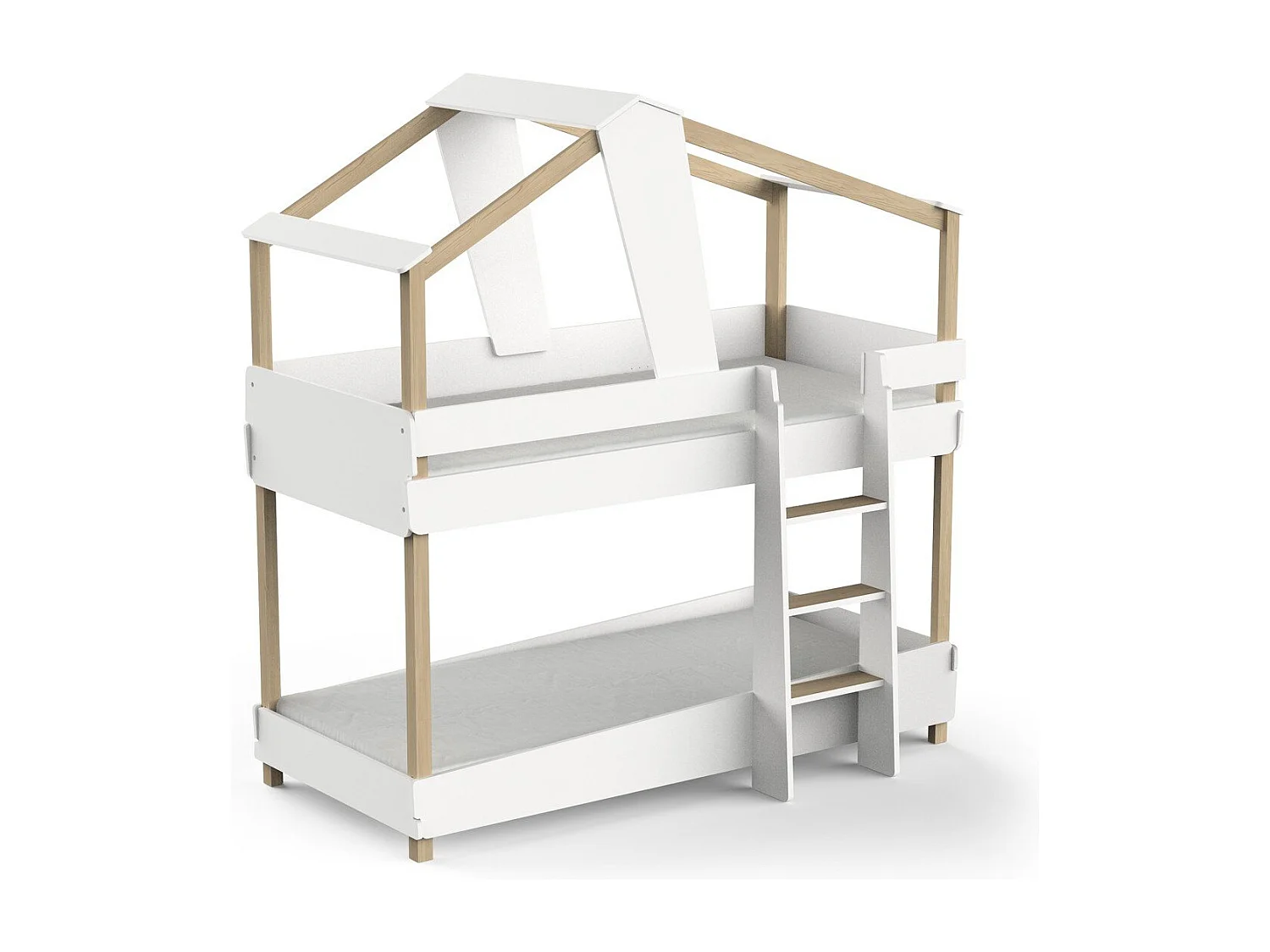 Letto A Castello Cabina in Legno "Timber" - 90 x 200 cm - Bianco