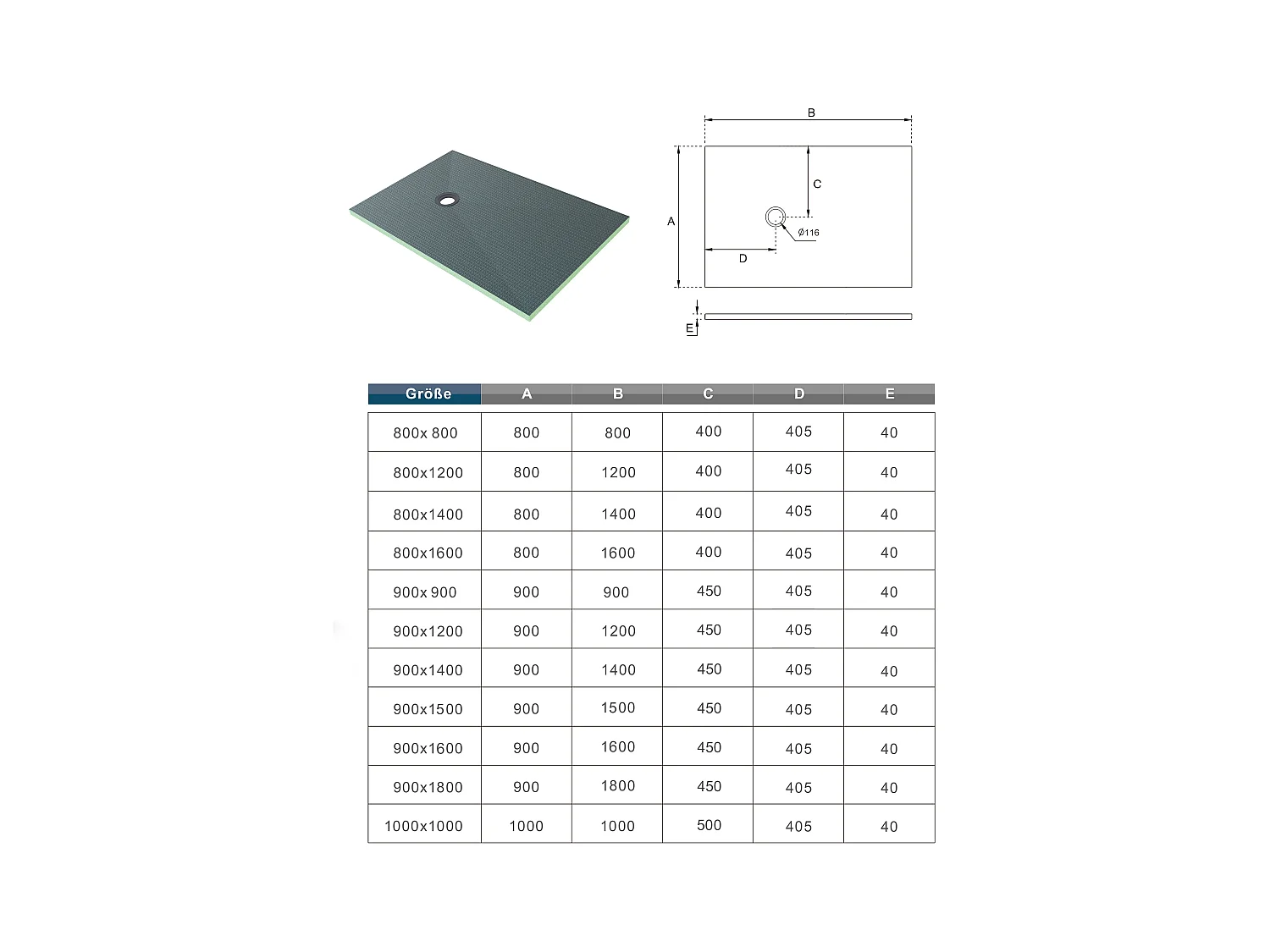 AICA Base de duche XPS,placa de isolamento à prova d'água,painel de construção,1200x900x40mm
