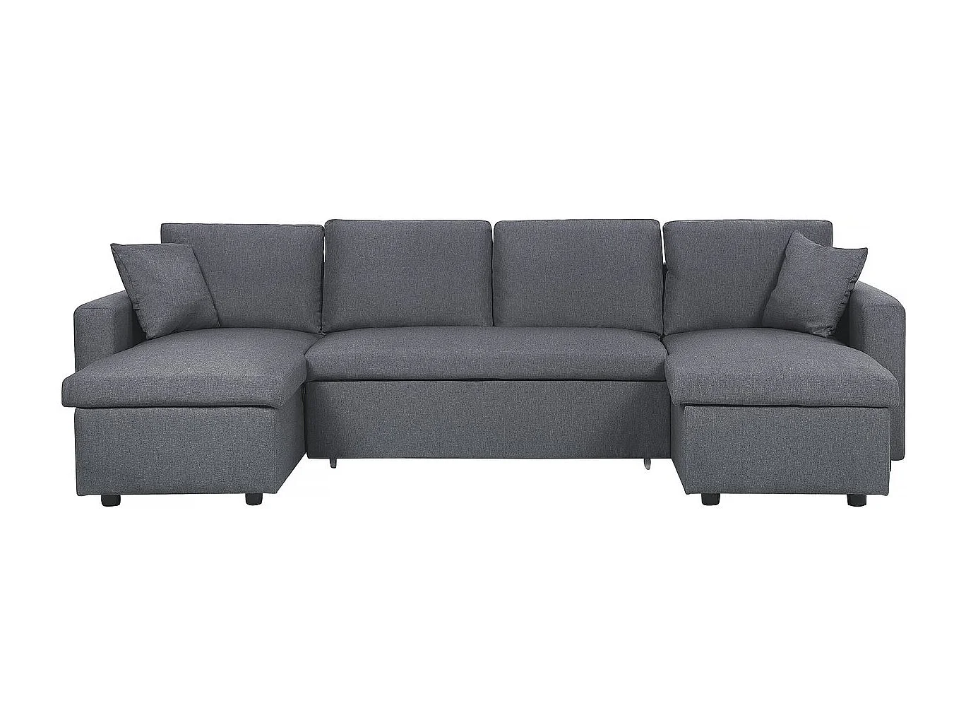 Divano d'angolo panoramico convertibile "Alain" Grigio - 3 posti - Meridiane con contenitori