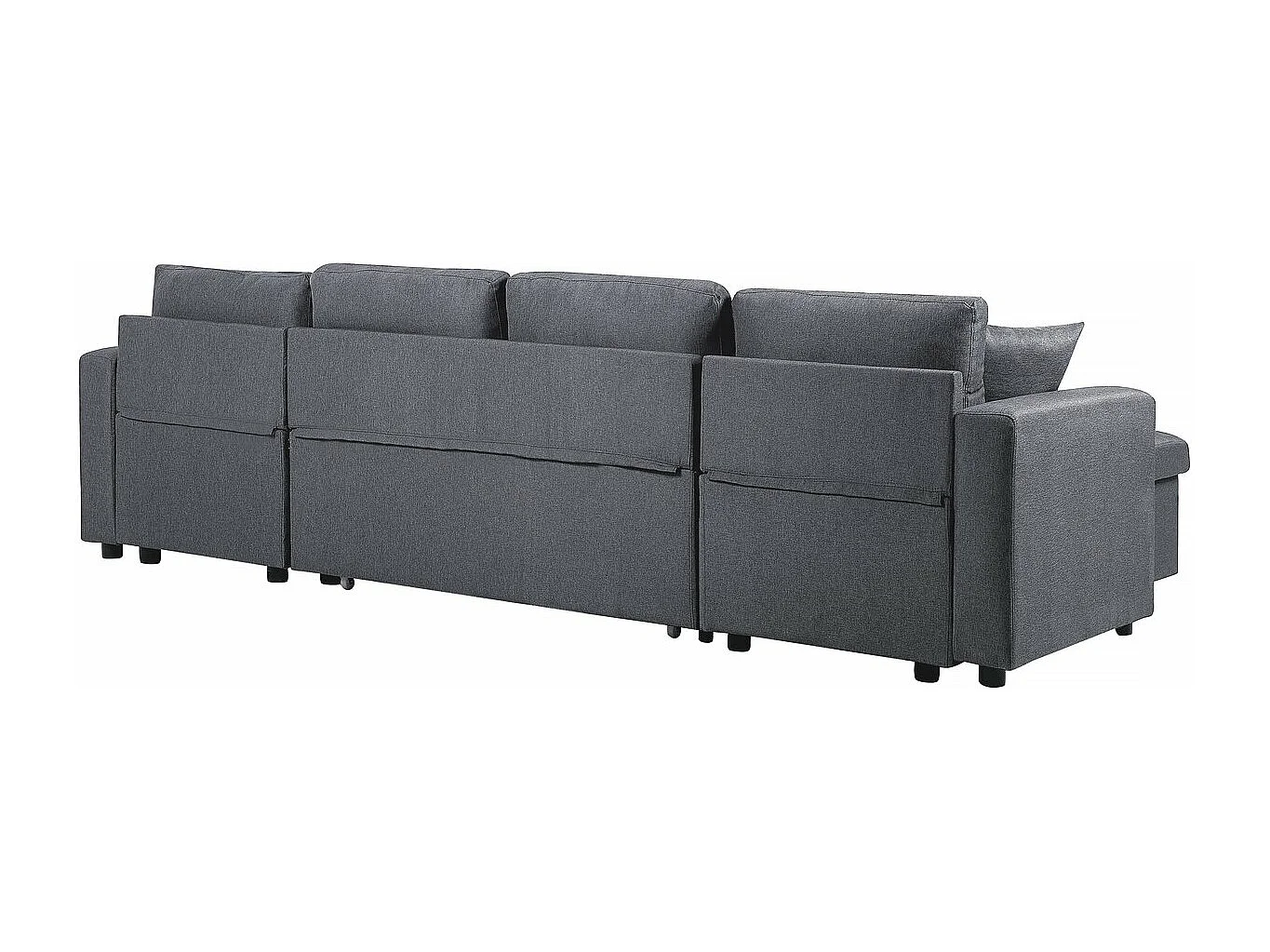 Divano d'angolo panoramico convertibile "Alain" Grigio - 3 posti - Meridiane con contenitori