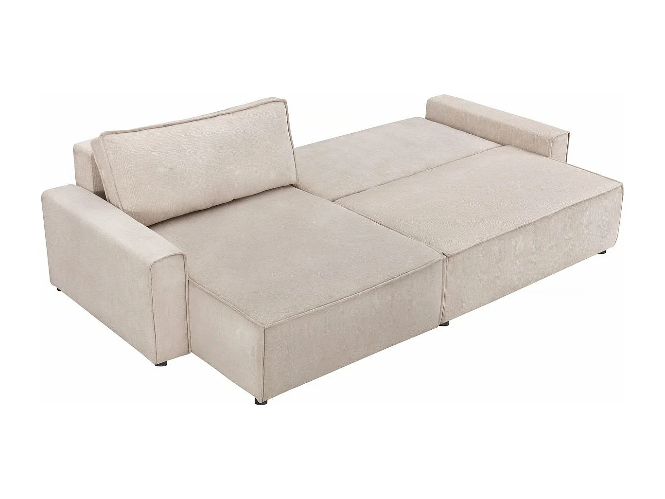 Canapé d'angle convertible en tissu texturé "Montaigne" - 4 places - Beige