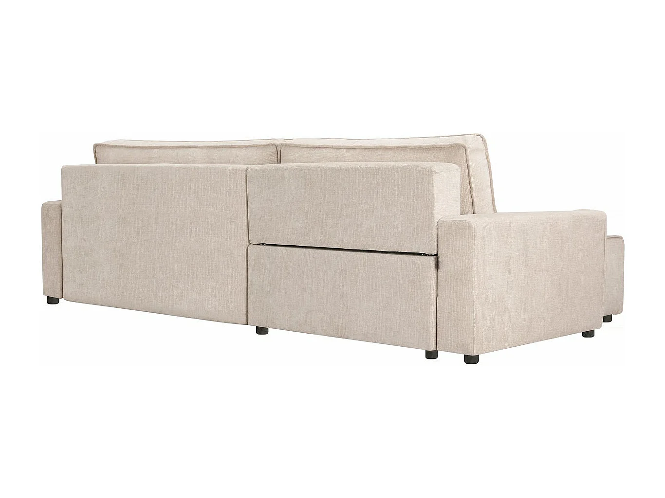 Canapé d'angle convertible en tissu texturé "Montaigne" - 4 places - Beige