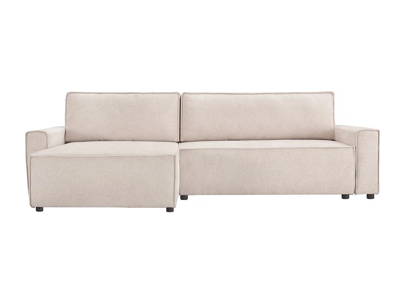 Hoekbank slaapbank getextureerd textiel bank "Montaigne" - 4 zits - Beige - lichtbruin