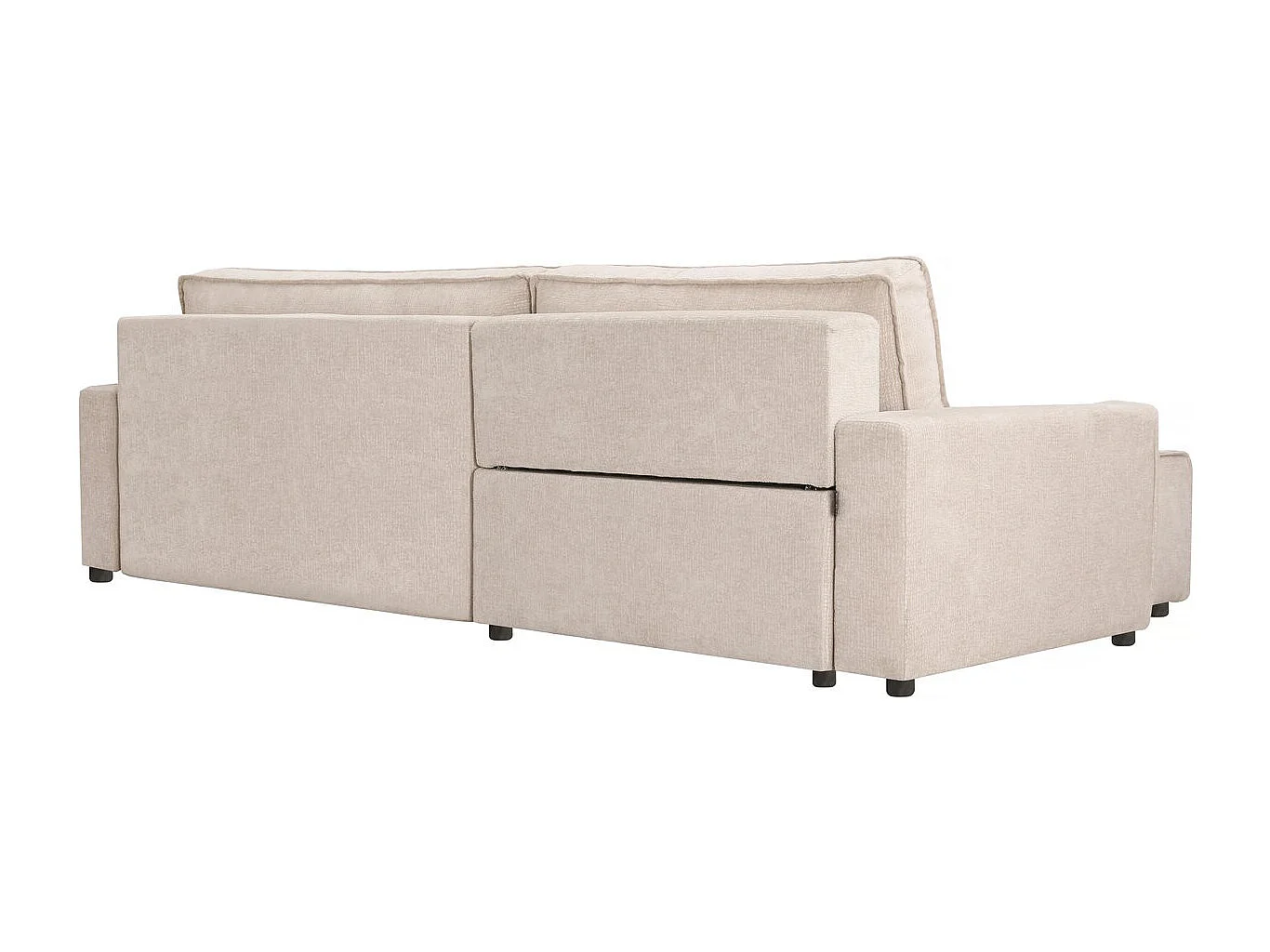 Hoekbank slaapbank getextureerd textiel bank "Montaigne" - 4 zits - Beige - lichtbruin