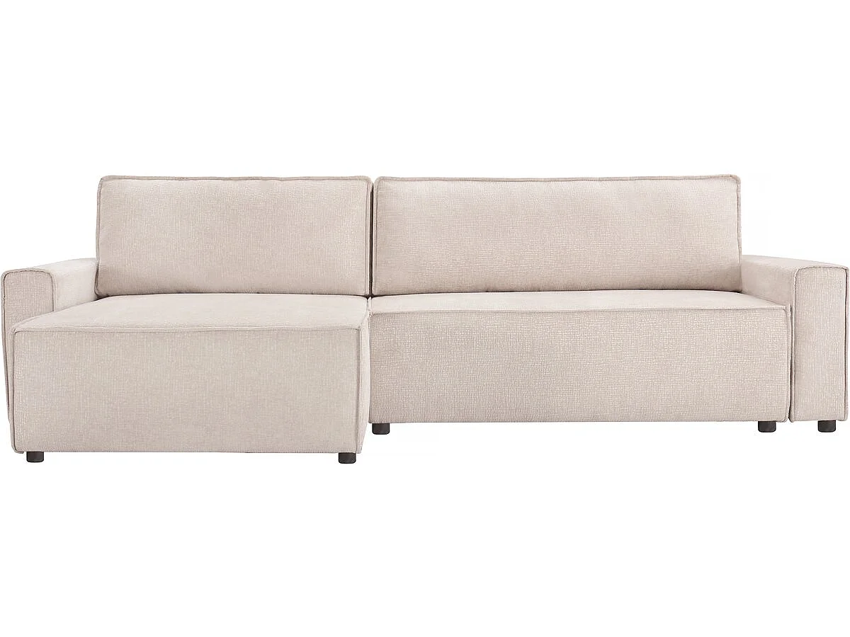 "Montaigne" Beige Texturerad Tyg Konvertibel Hörnsoffa - 4 Platser - Elegant & Praktisk