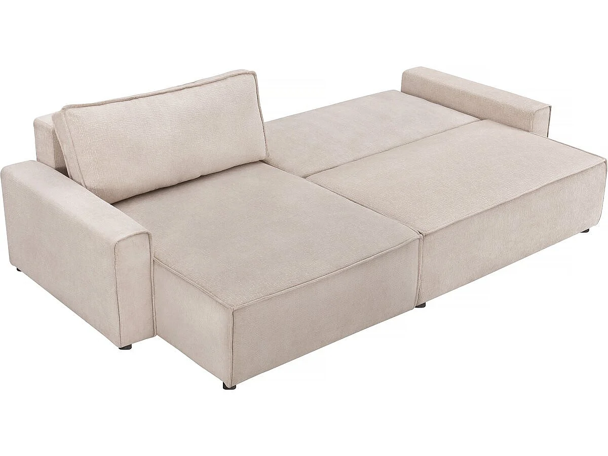 "Montaigne" Beige Texturerad Tyg Konvertibel Hörnsoffa - 4 Platser - Elegant & Praktisk