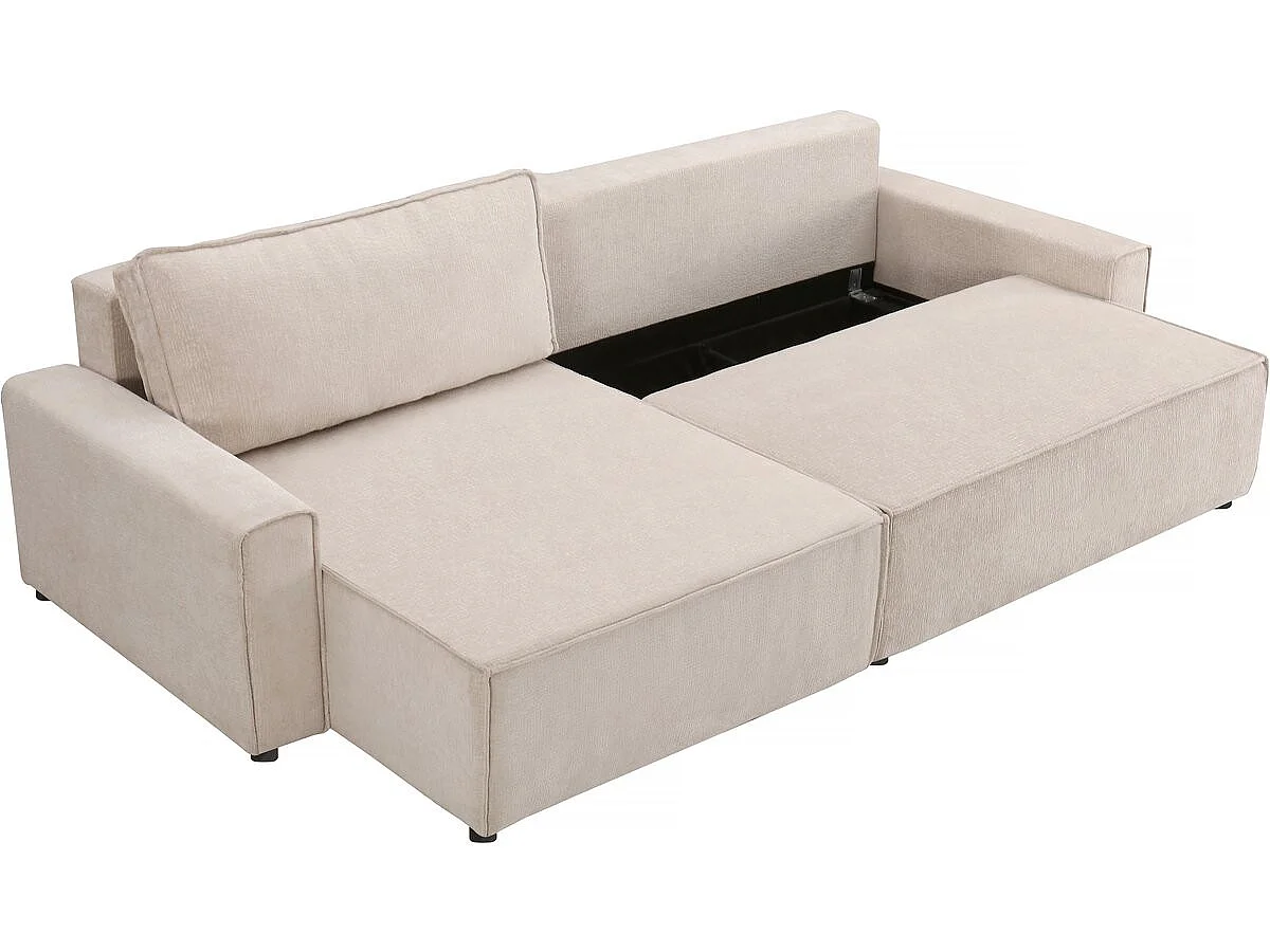 "Montaigne" Beige Texturerad Tyg Konvertibel Hörnsoffa - 4 Platser - Elegant & Praktisk