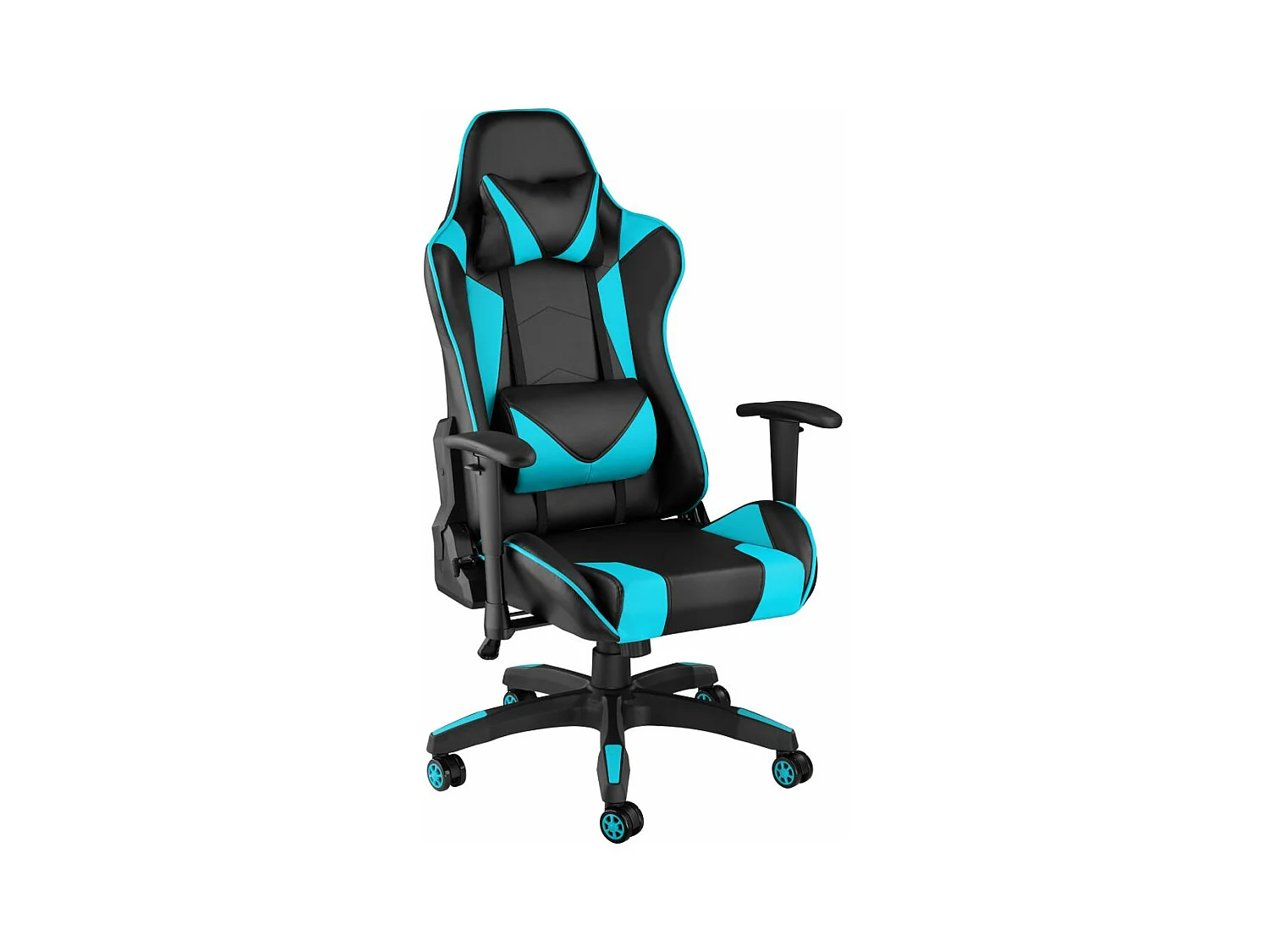Silla de oficina gaming con ruedas reposabrazos sintético negro/azul diseño deportivo 08_0000369