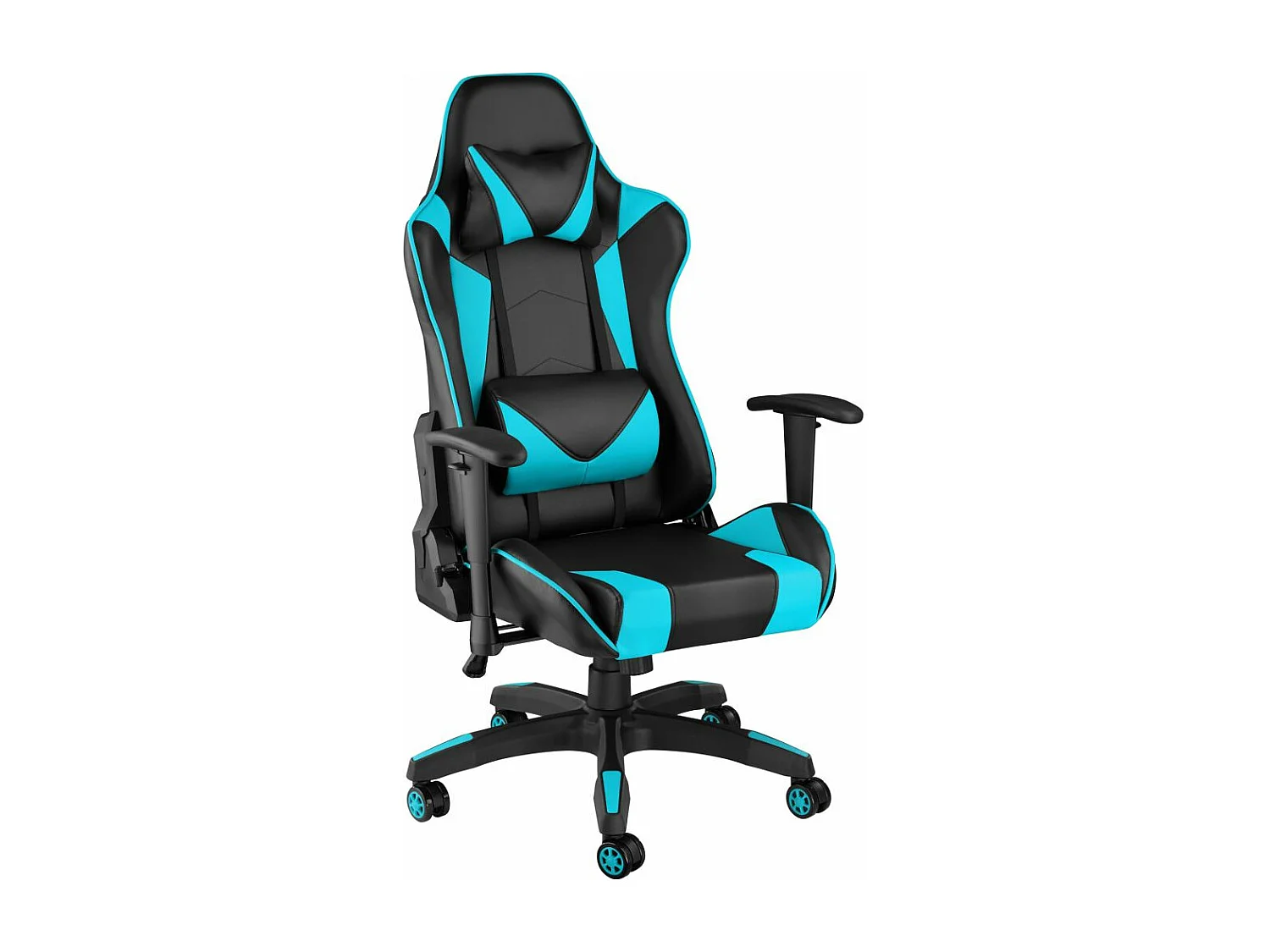 Silla de oficina gaming con ruedas reposabrazos sintético negro/azul diseño deportivo 08_0000369