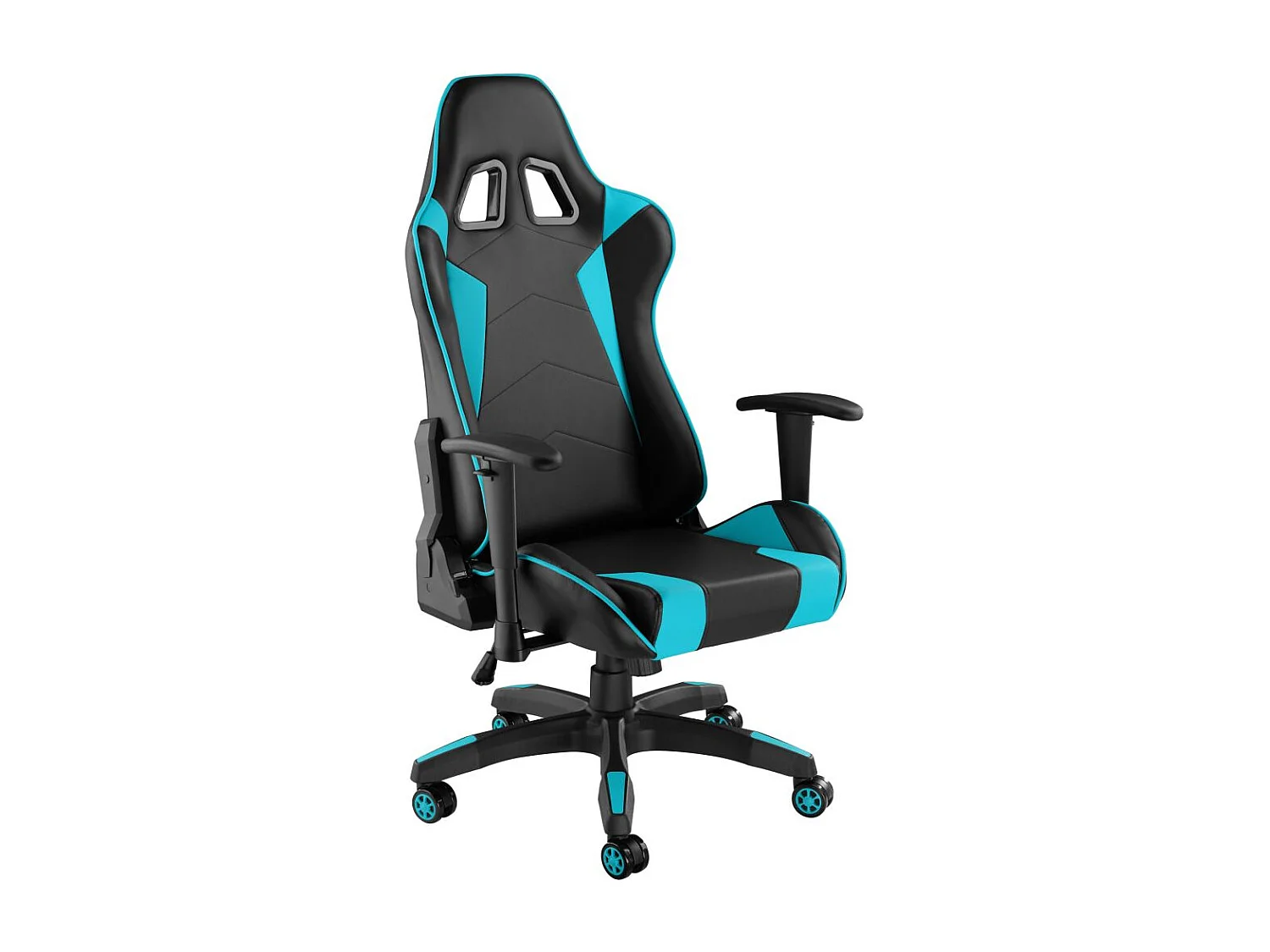 Silla de oficina gaming con ruedas reposabrazos sintético negro/azul diseño deportivo 08_0000369