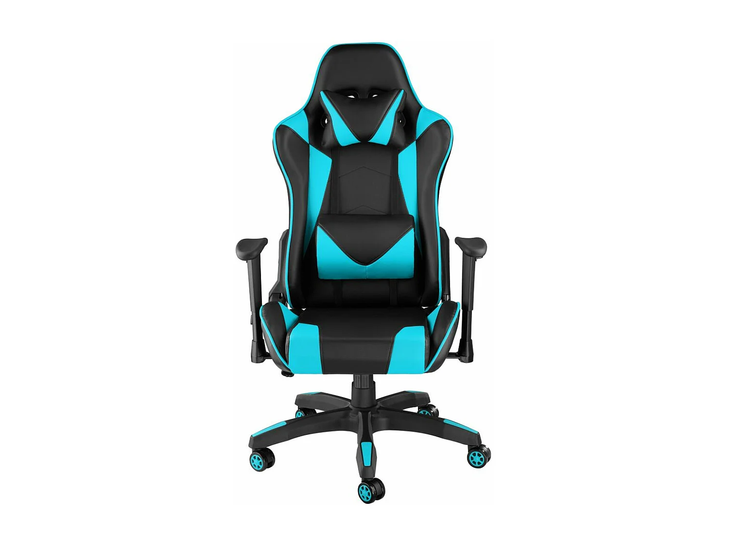 Silla de oficina gaming con ruedas reposabrazos sintético negro/azul diseño deportivo 08_0000369