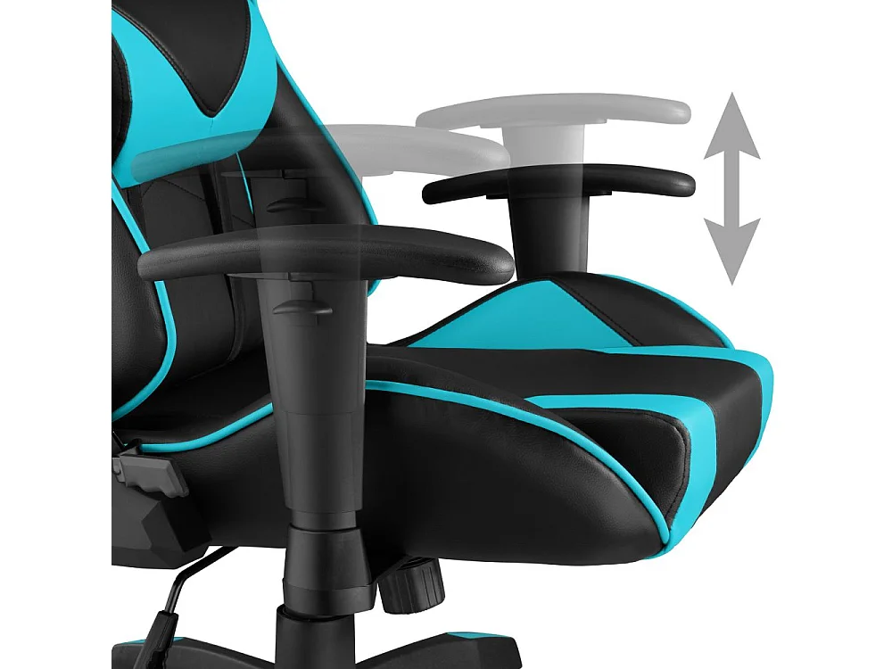 Silla de oficina gaming con ruedas reposabrazos sintético negro/azul diseño deportivo 08_0000369