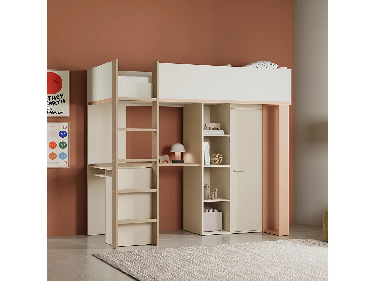 Hoogslaper met bureau en kast H183 cm - CAMILLIA
