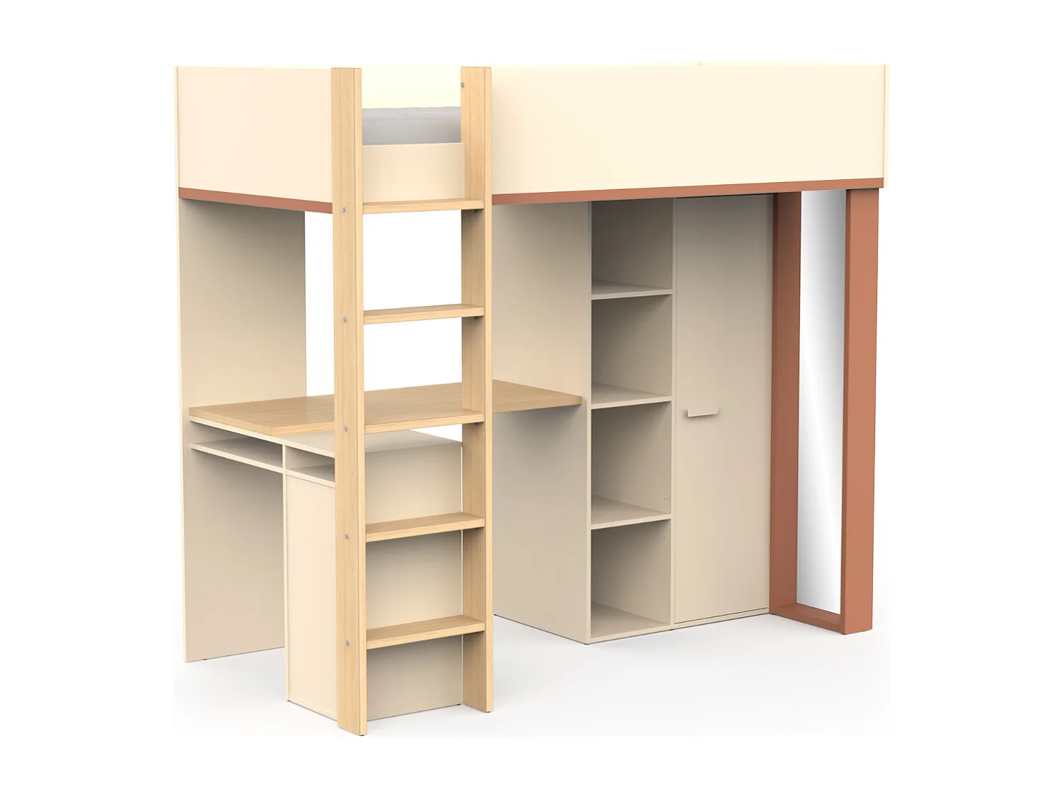 Hoogslaper met bureau en kast H183 cm - CAMILLIA
