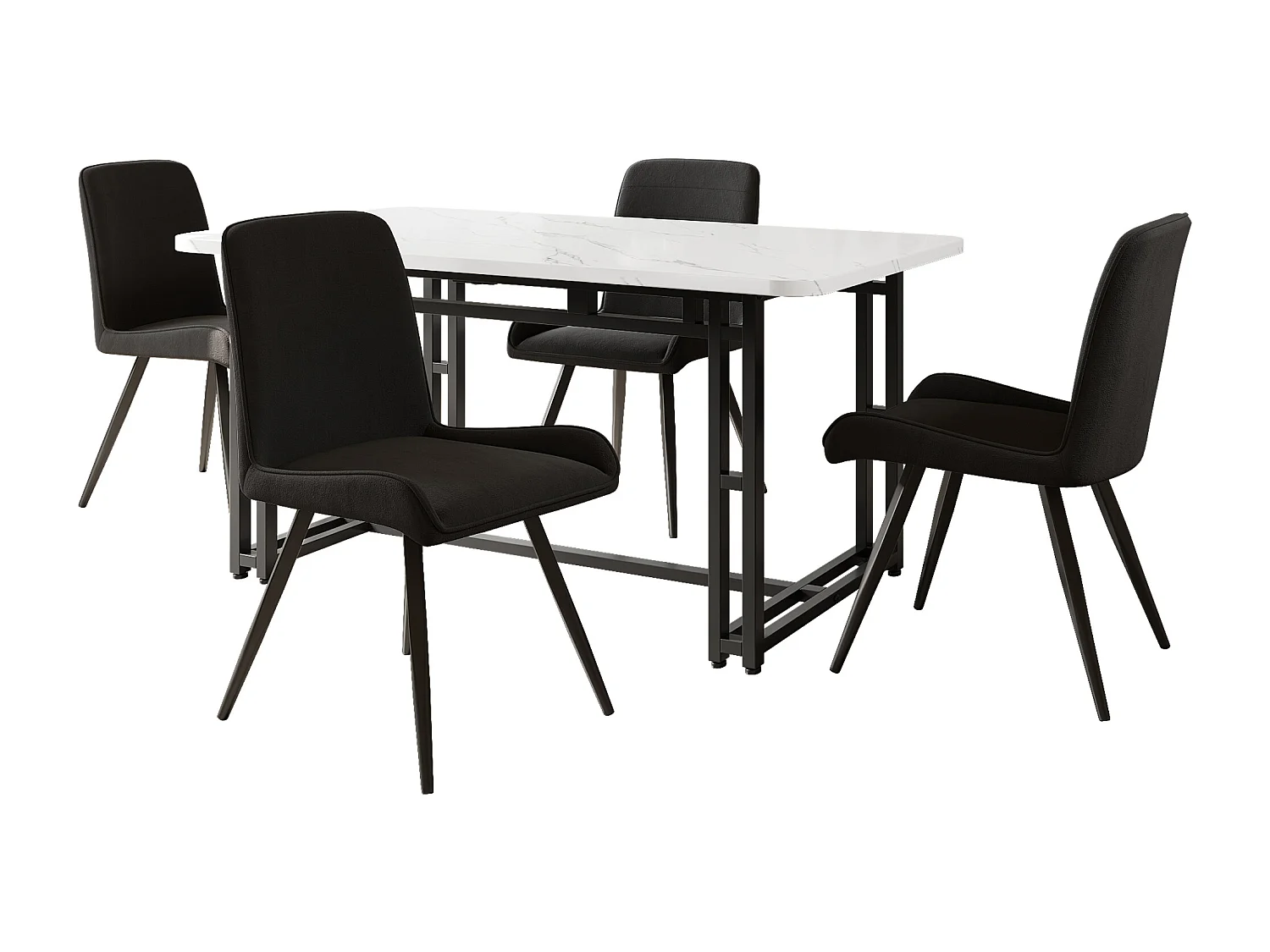 Eetkamerstoelen, 4 stuks, metalen poten, zwart