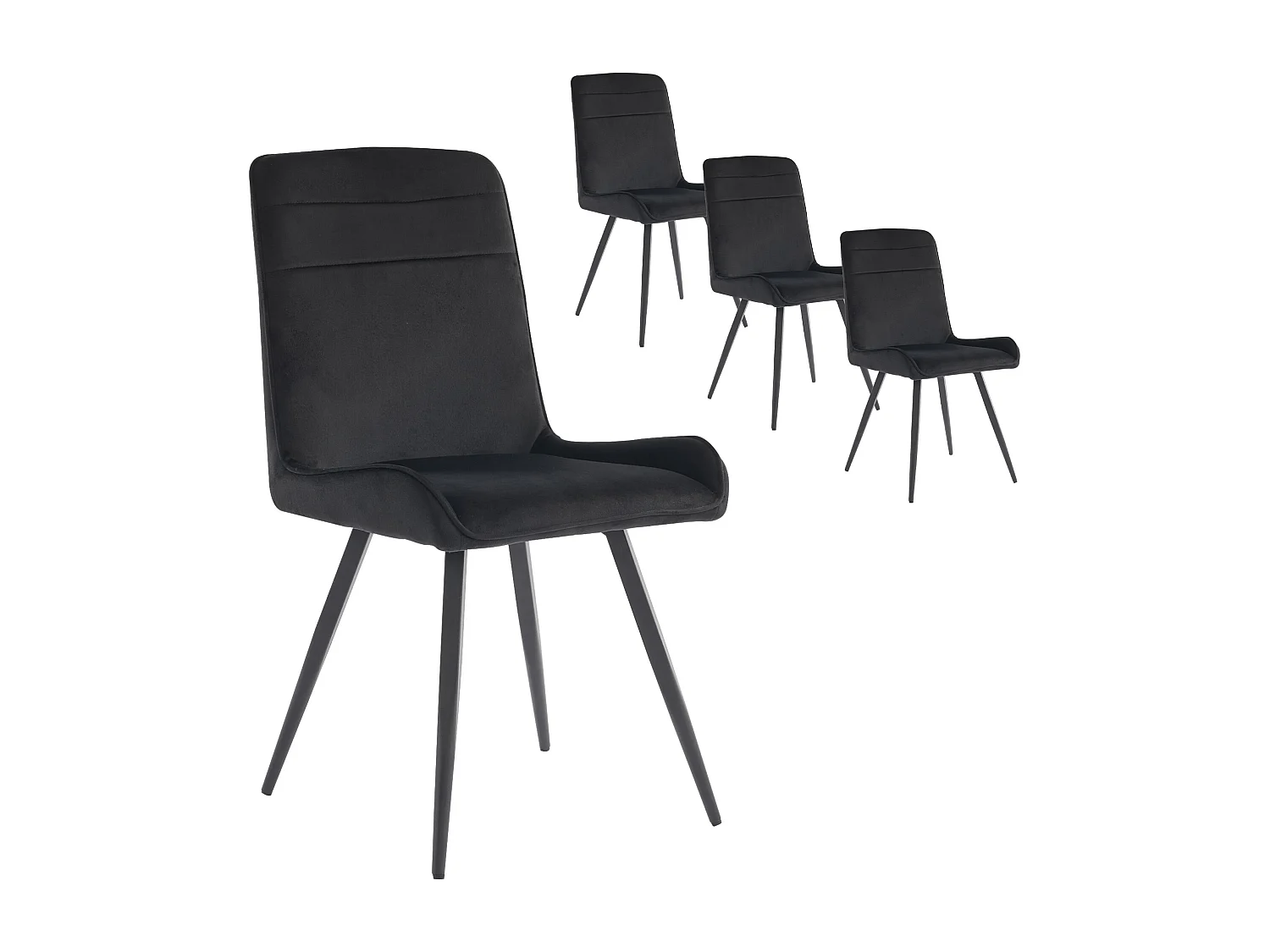 Eetkamerstoelen, 4 stuks, metalen poten, zwart