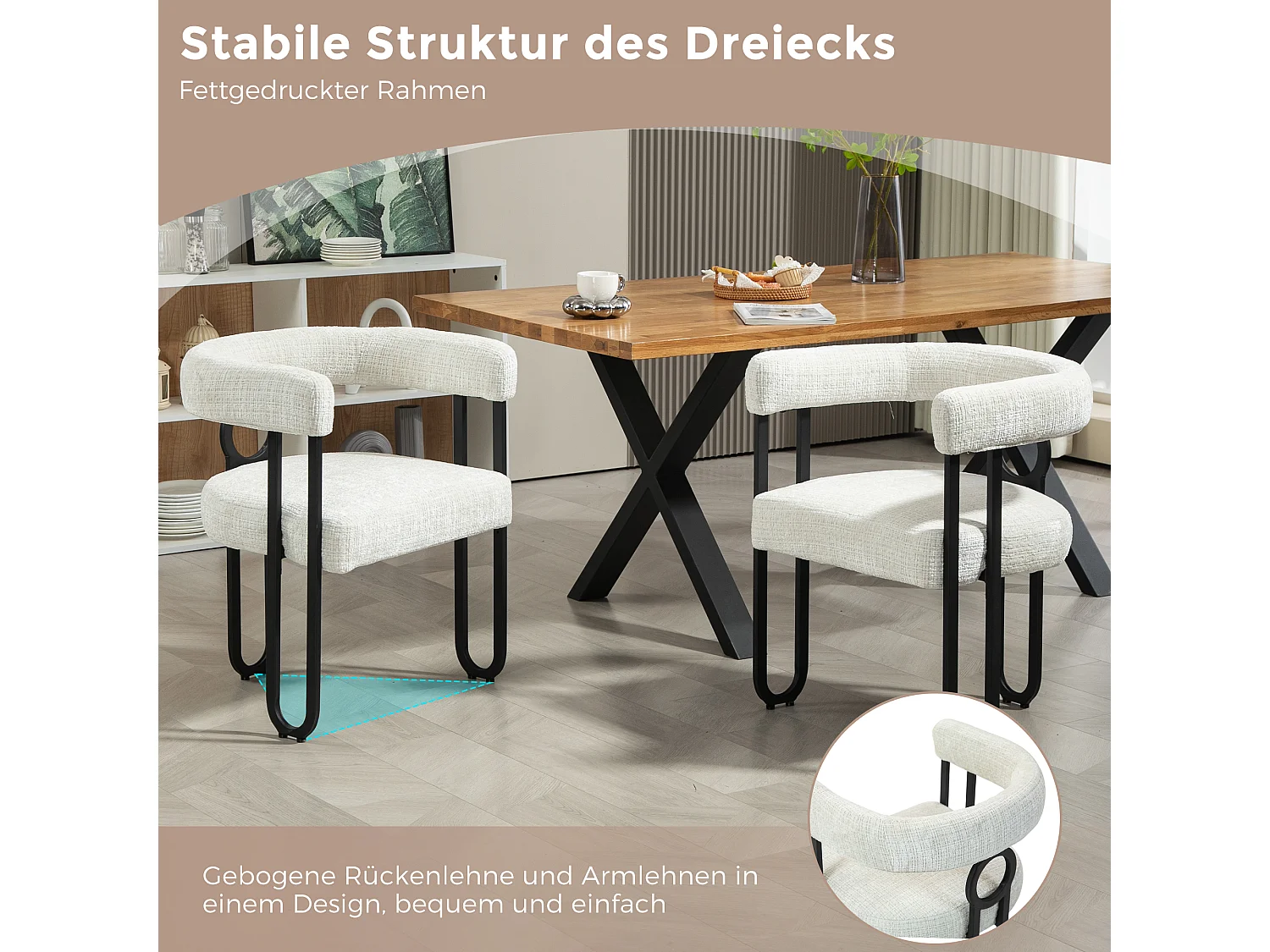 Ensemble De 2 Chaises De Salle à Manger En Velours, Chaises Avec Dossier Rond