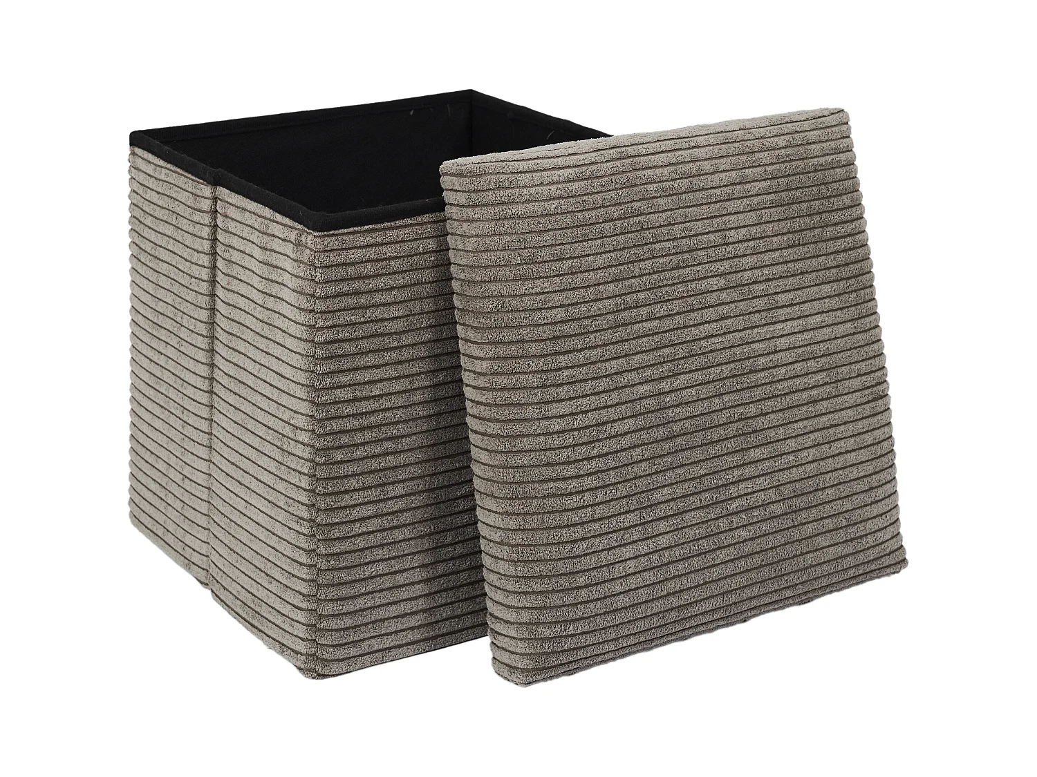 Coffre Pouf Pliable Cotele Scott Taupe Gris