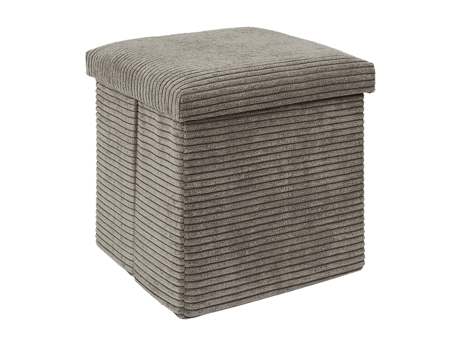 Coffre Pouf Pliable Cotele Scott Taupe Gris