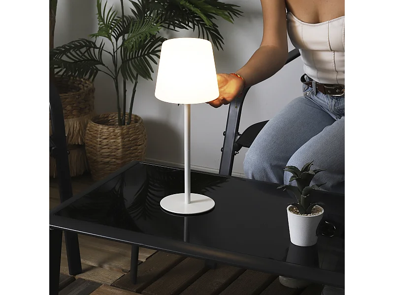 Lampe A Poser Ip44 Rechargeable Blanc Blanc