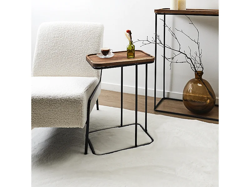 Bout De Canape Acacia Marron, Noir