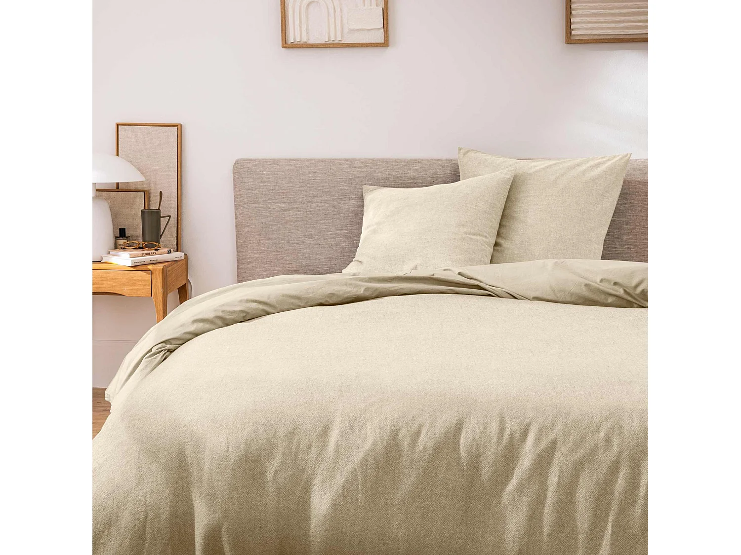 Parure de Lit 3 Pièces "Meline" 260x240cm Sable